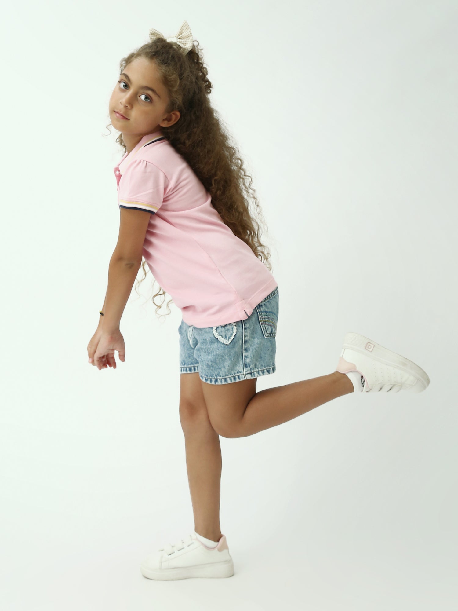 Polo ado fille rose à volants – col contrasté, manches courtes - POS24SEPR71006MR1