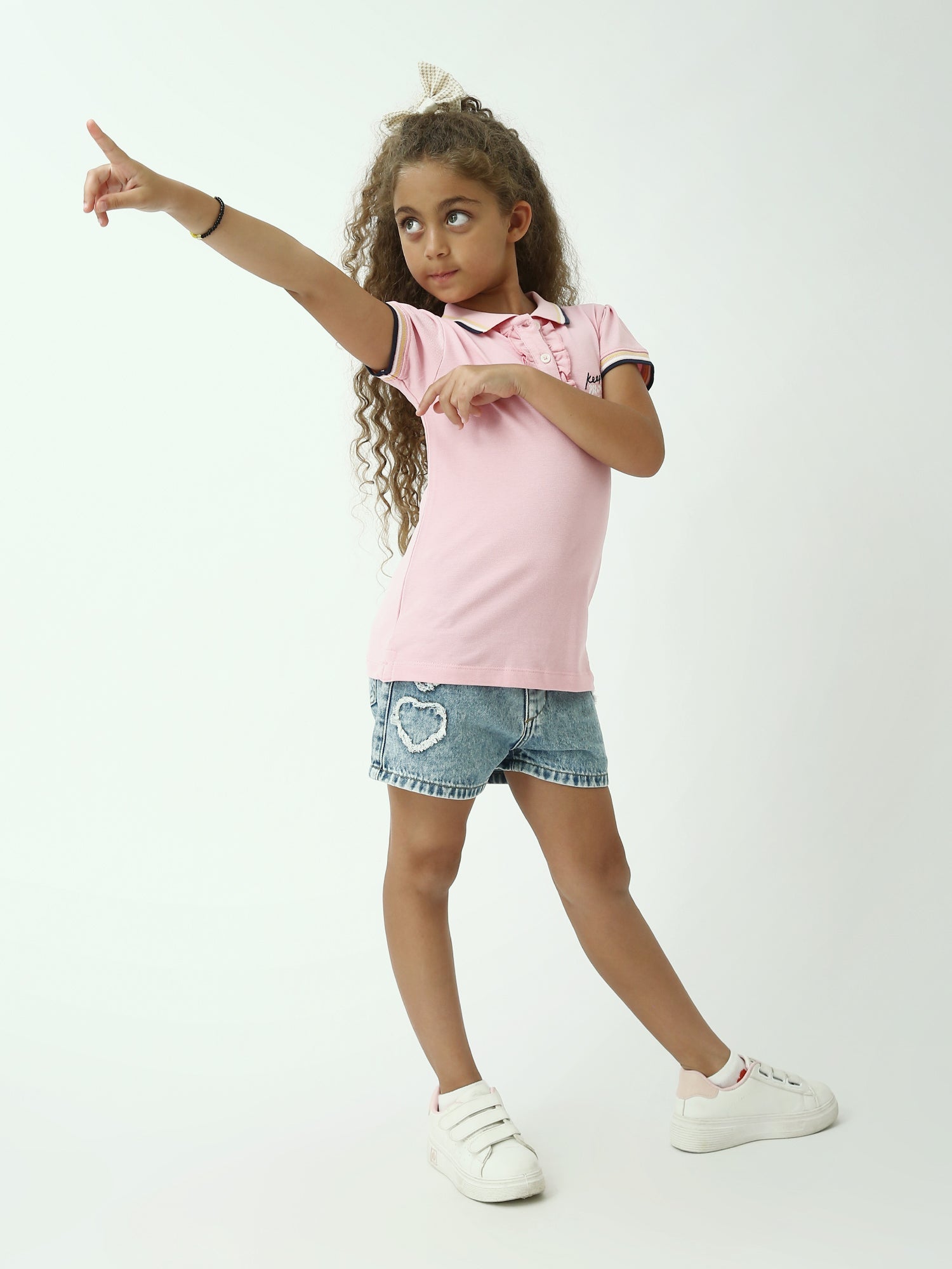 Polo ado fille rose à volants – col contrasté, manches courtes - POS24SEPR71006MR1