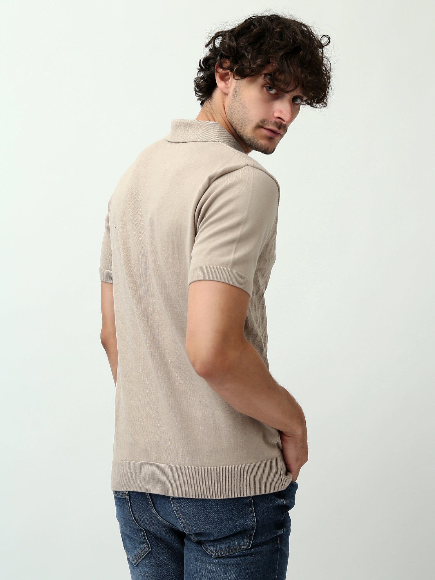 تيشيرت بولو رجالي مزين بسحاب و أكمام قصيره - POS24SKMX21879TM1