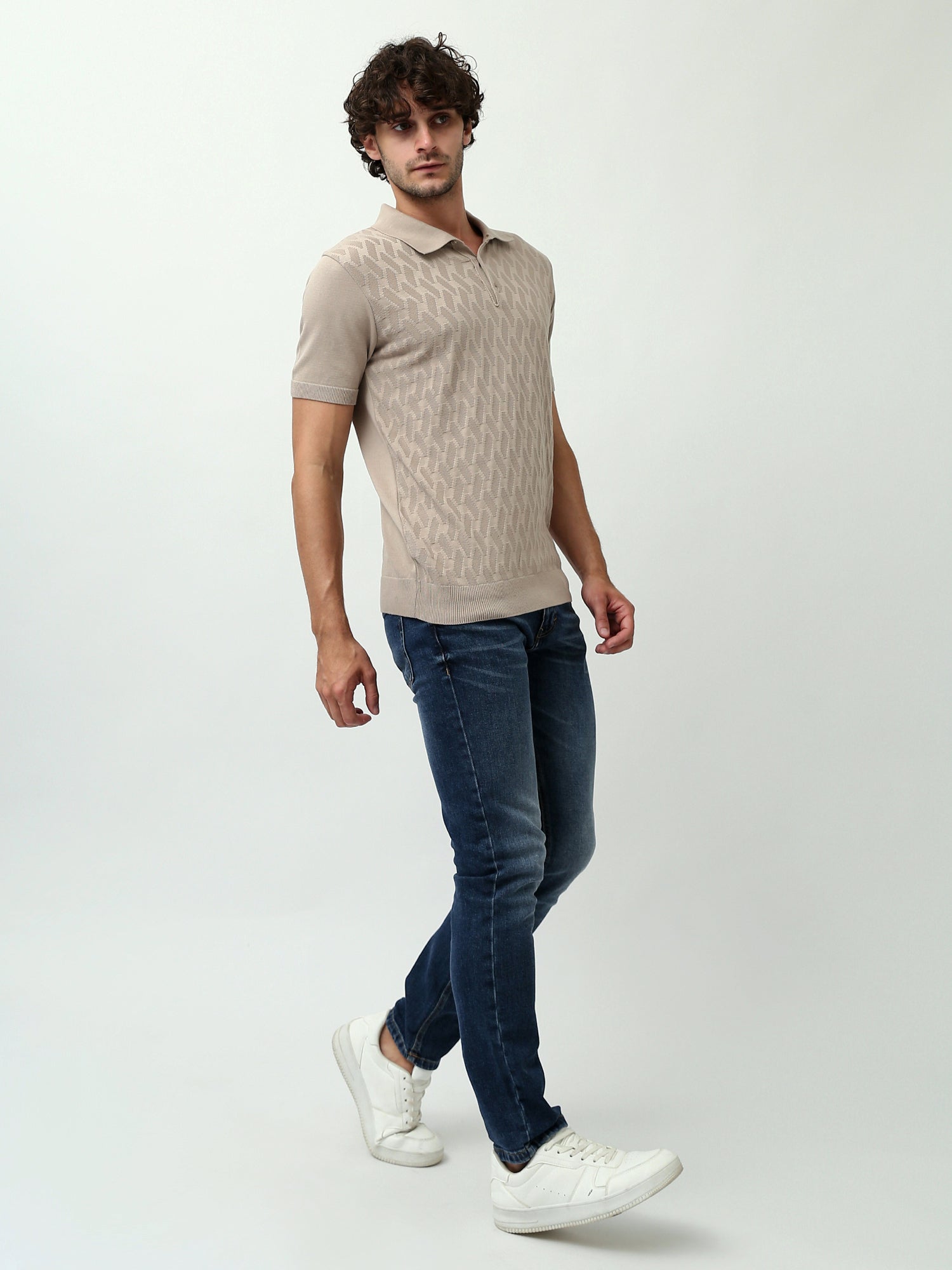 تيشيرت بولو رجالي مزين بسحاب و أكمام قصيره - POS24SKMX21879TM1