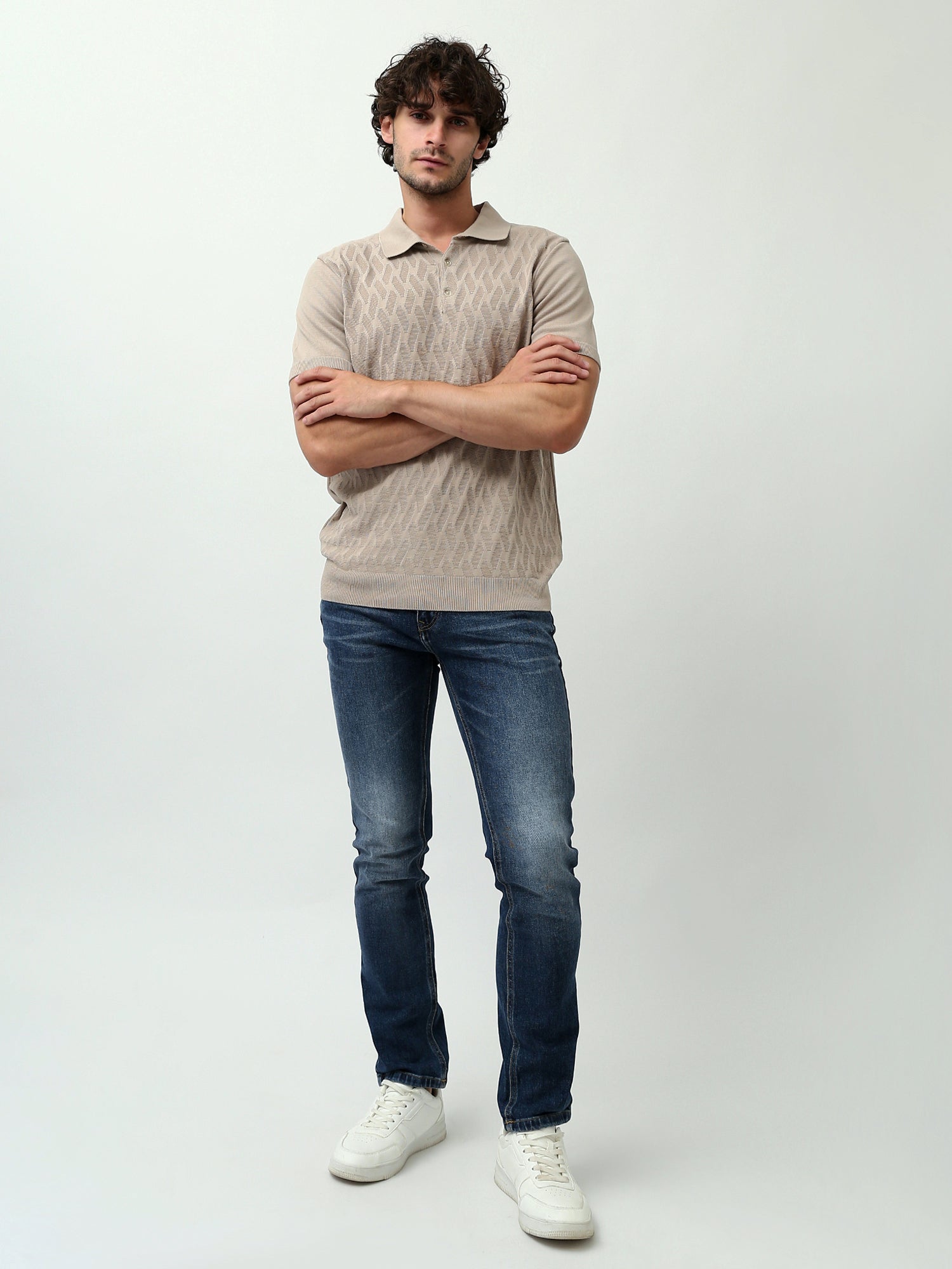 Polo Homme à Manches Courtes avec Motif Texturé - Élégant et Confortable - POS24SKMX21879TM1