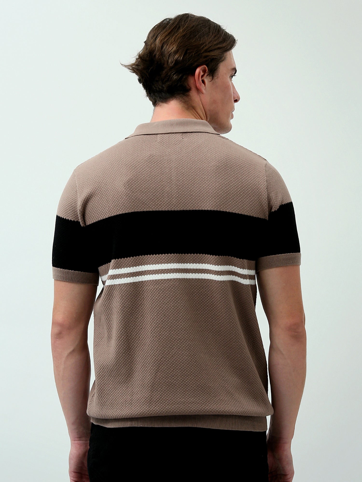 Polo homme manches courtes motif décoratif brun et noir - POS24SKTR21851TM1