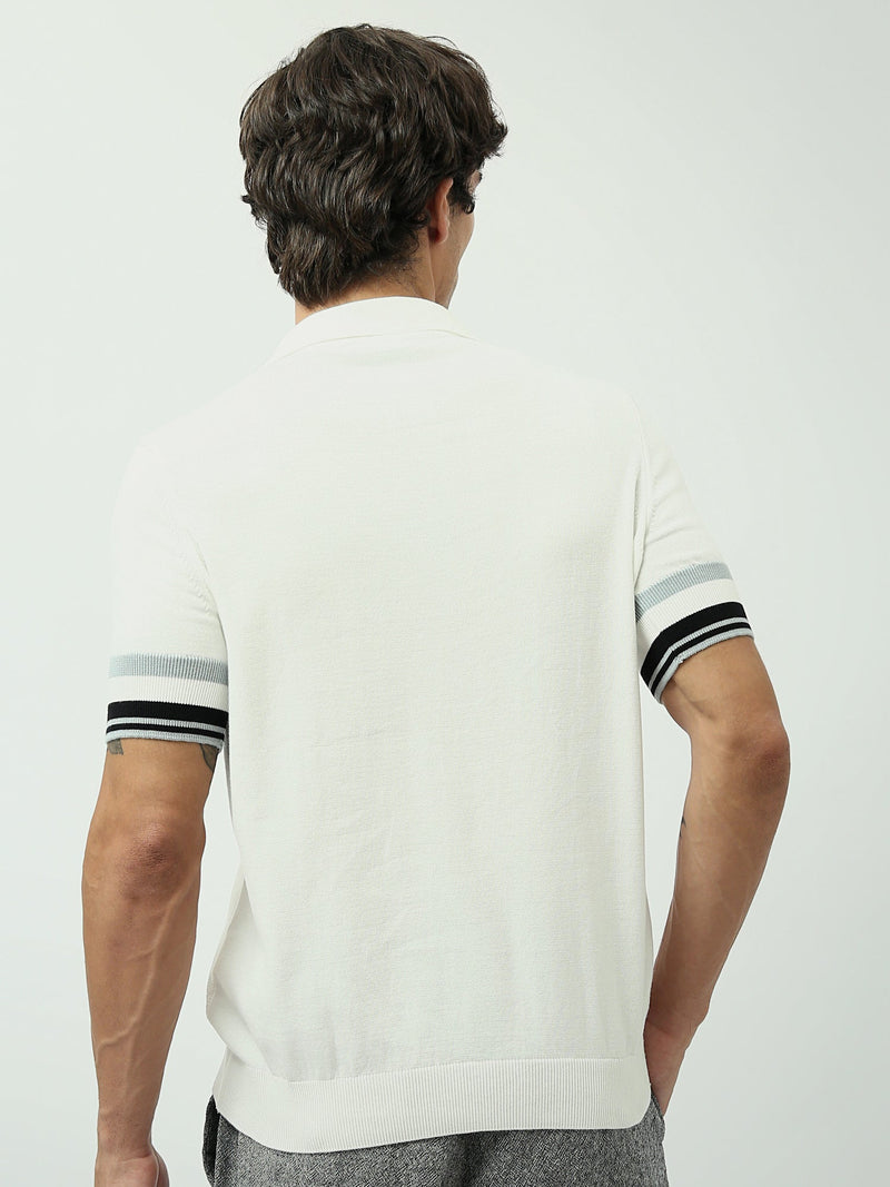 Polo Homme Slim Fit à Manches Courtes avec Détails Rayés - POS24SKTR21878TM1