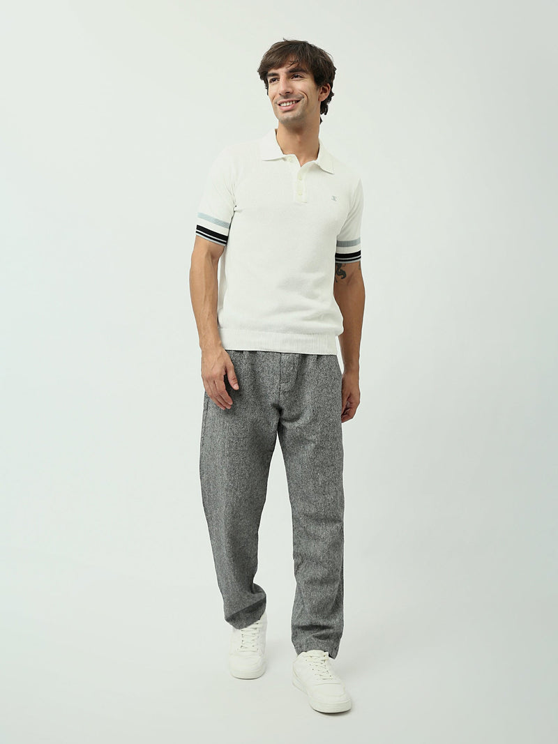 Polo Homme Slim Fit à Manches Courtes avec Détails Rayés - POS24SKTR21878TM1