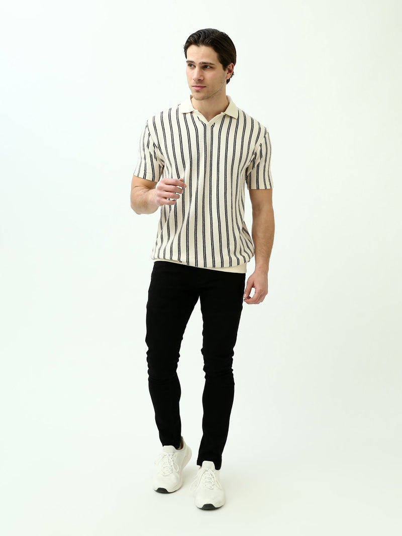 Polo Homme Regular Fit à Rayures Verticales - POS24SKTV21809TM1