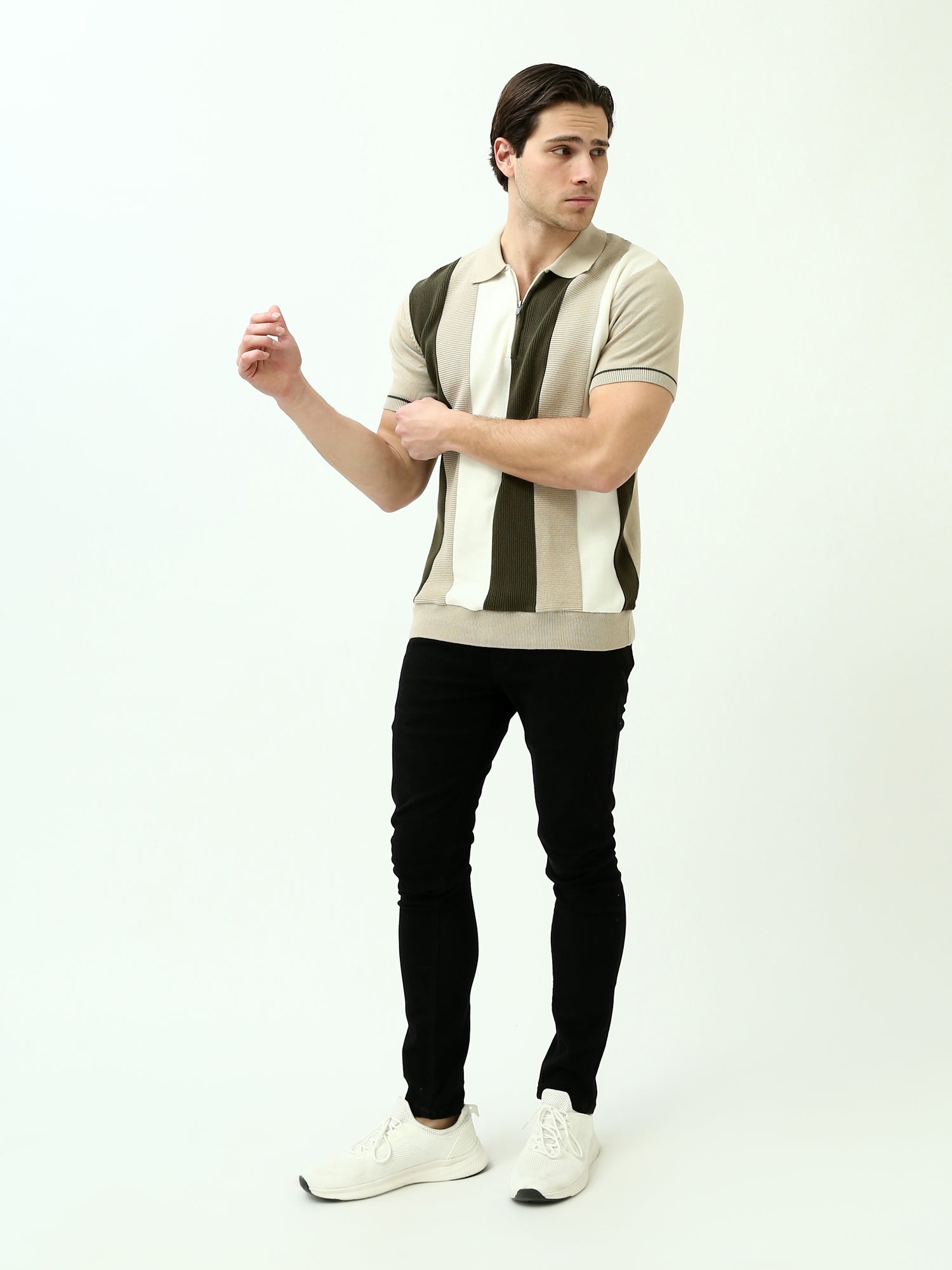 Polo Homme Slim Fit Multicolore – Rayures Verticales Élégantes - POS24SKTW21869TM1