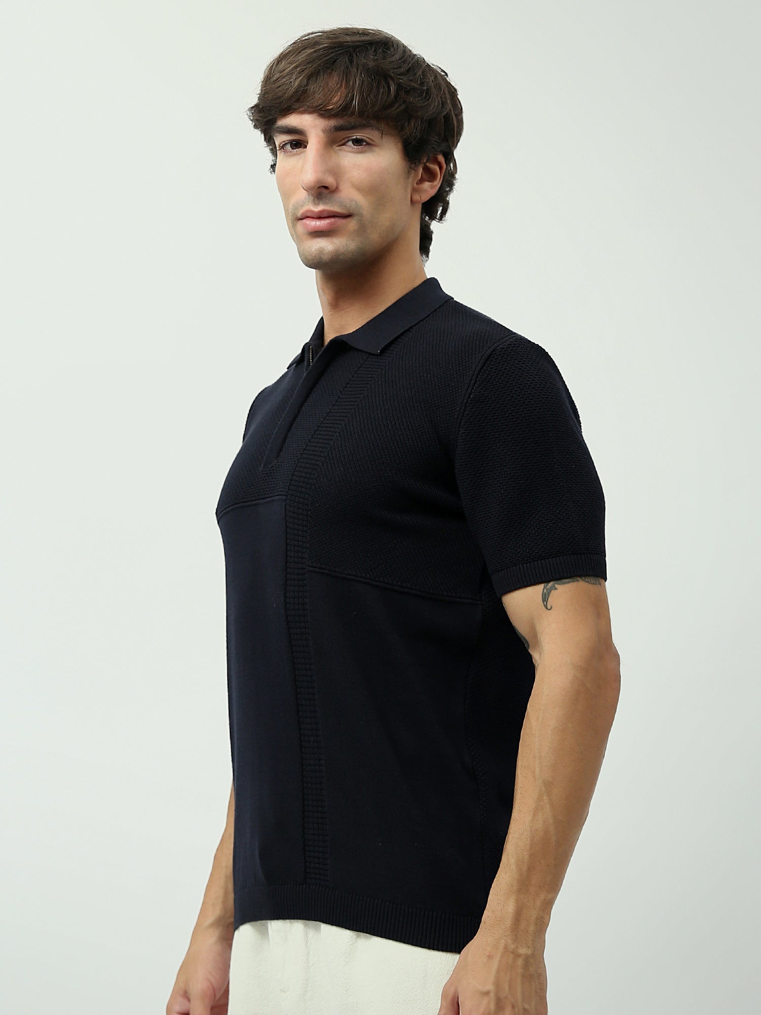 Polo Homme Bleu Marine Slim Fit – Design Texturé Élégant - POS24SKTW21877TM1