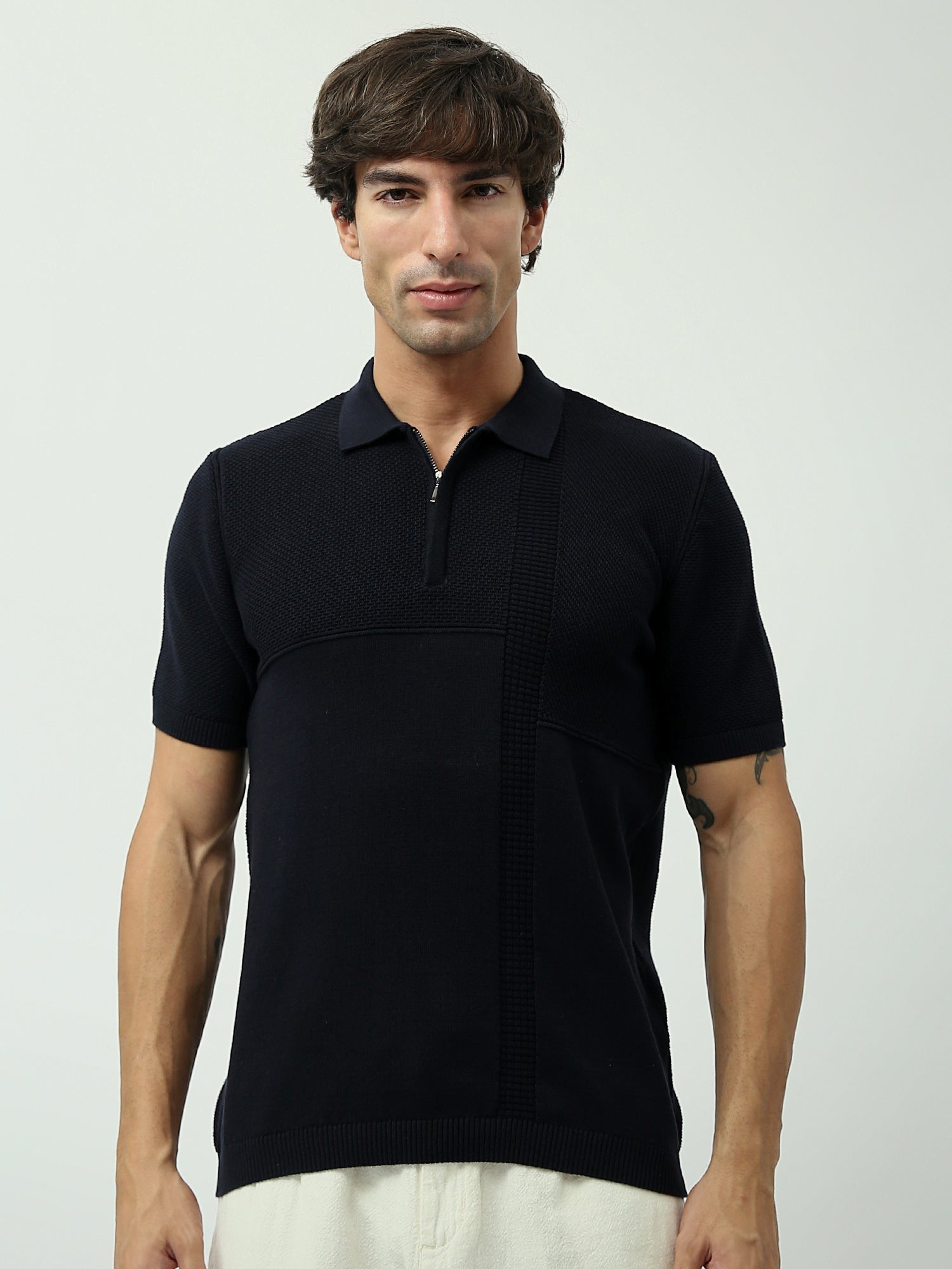 Polo Homme Bleu Marine Slim Fit – Design Texturé Élégant - POS24SKTW21877TM1