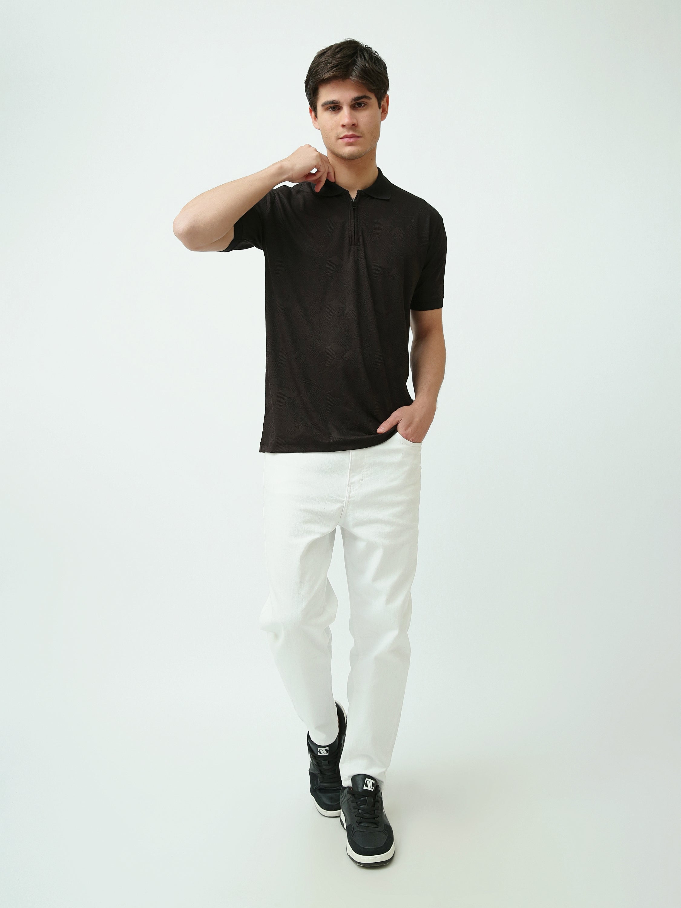 Polo Homme Zippé à Manches Courtes – Élégant et Confortable - POS24SNMR21794TM1