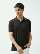 Polo pour homme noir au design moderne - POS24SNMR21796TM1