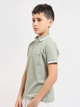 T-shirt polo pour enfants au design moderne et couleur apaisante - POS24SNTR21762TB1