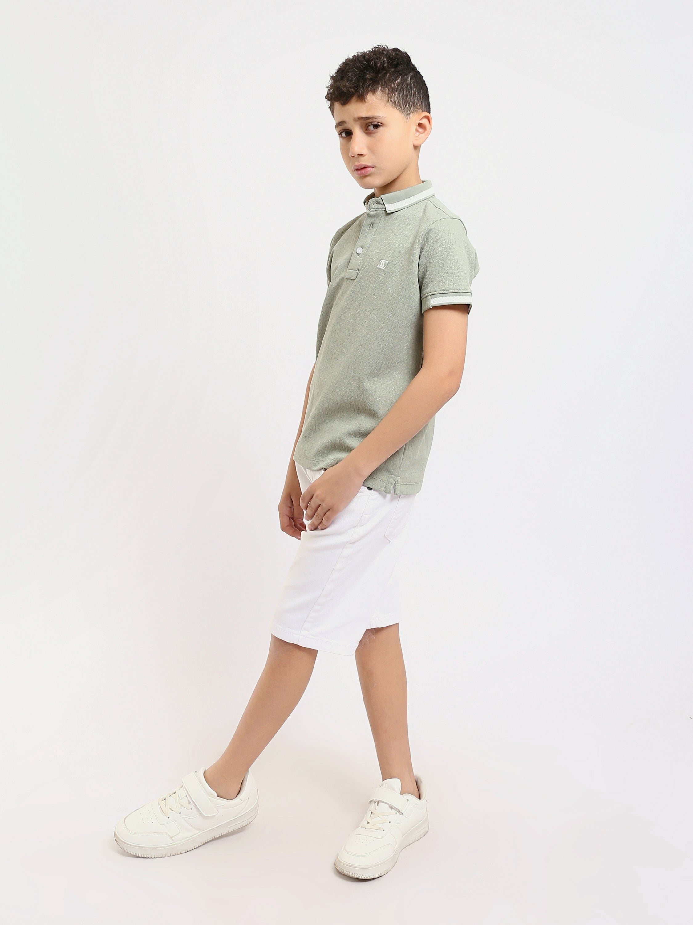 T-shirt polo pour enfants au design moderne et couleur apaisante - POS24SNTR21762TB1