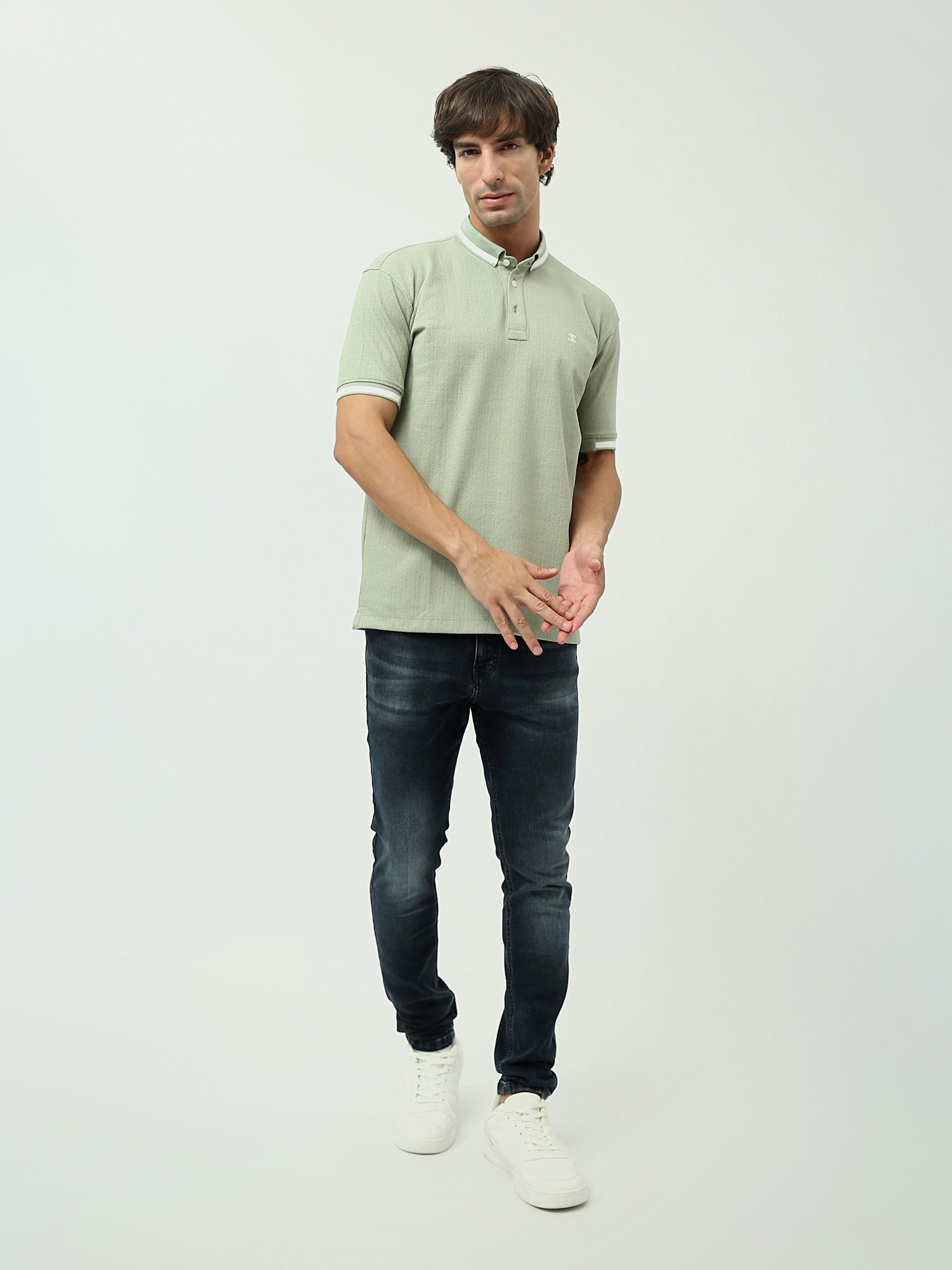 Polo Homme Vert Menthe – Coupe Slim et Style Élégant Casual - POS24SNTR21762TM1