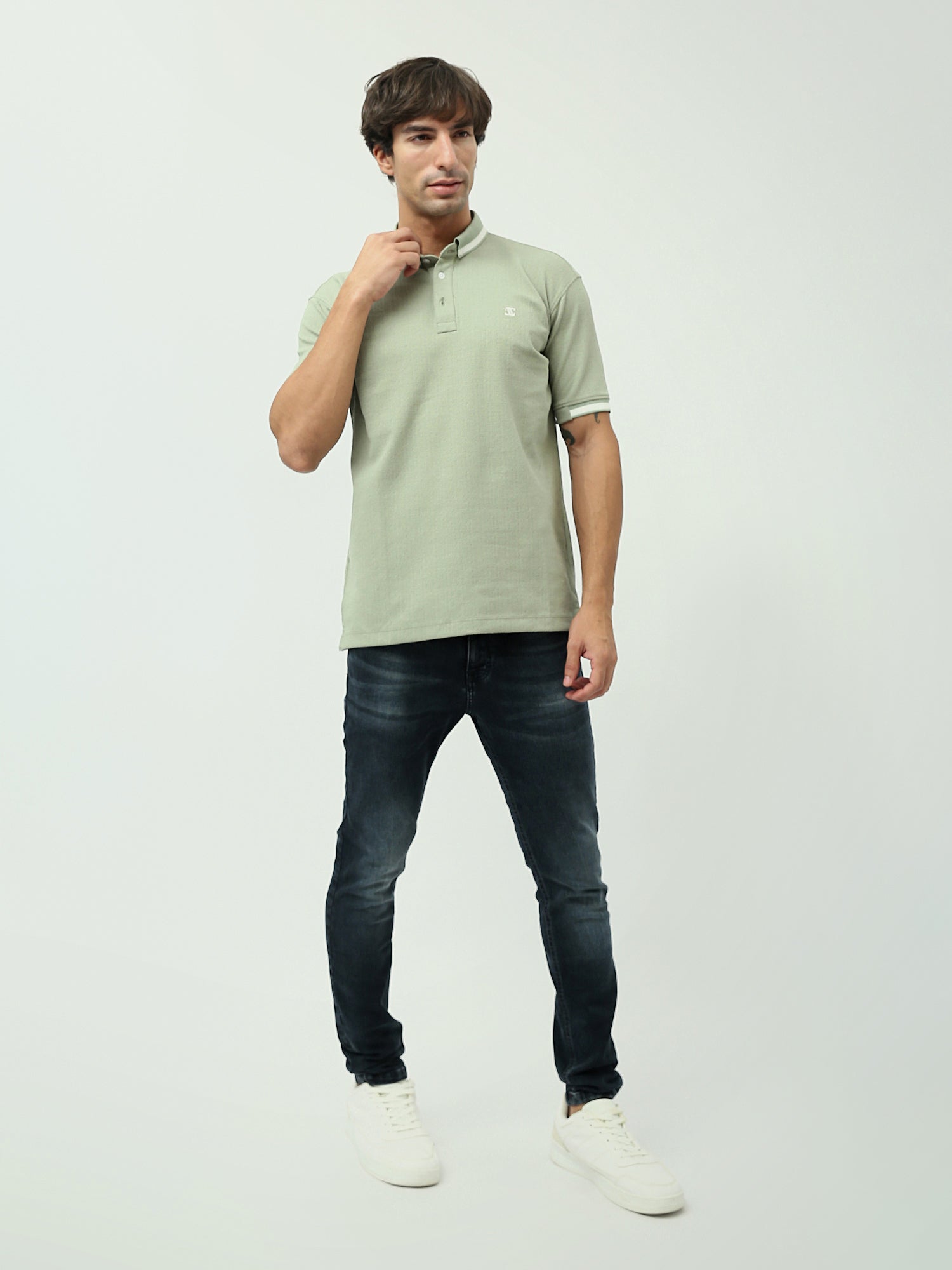 Polo Homme Vert Menthe – Coupe Slim et Style Élégant Casual - POS24SNTR21762TM1