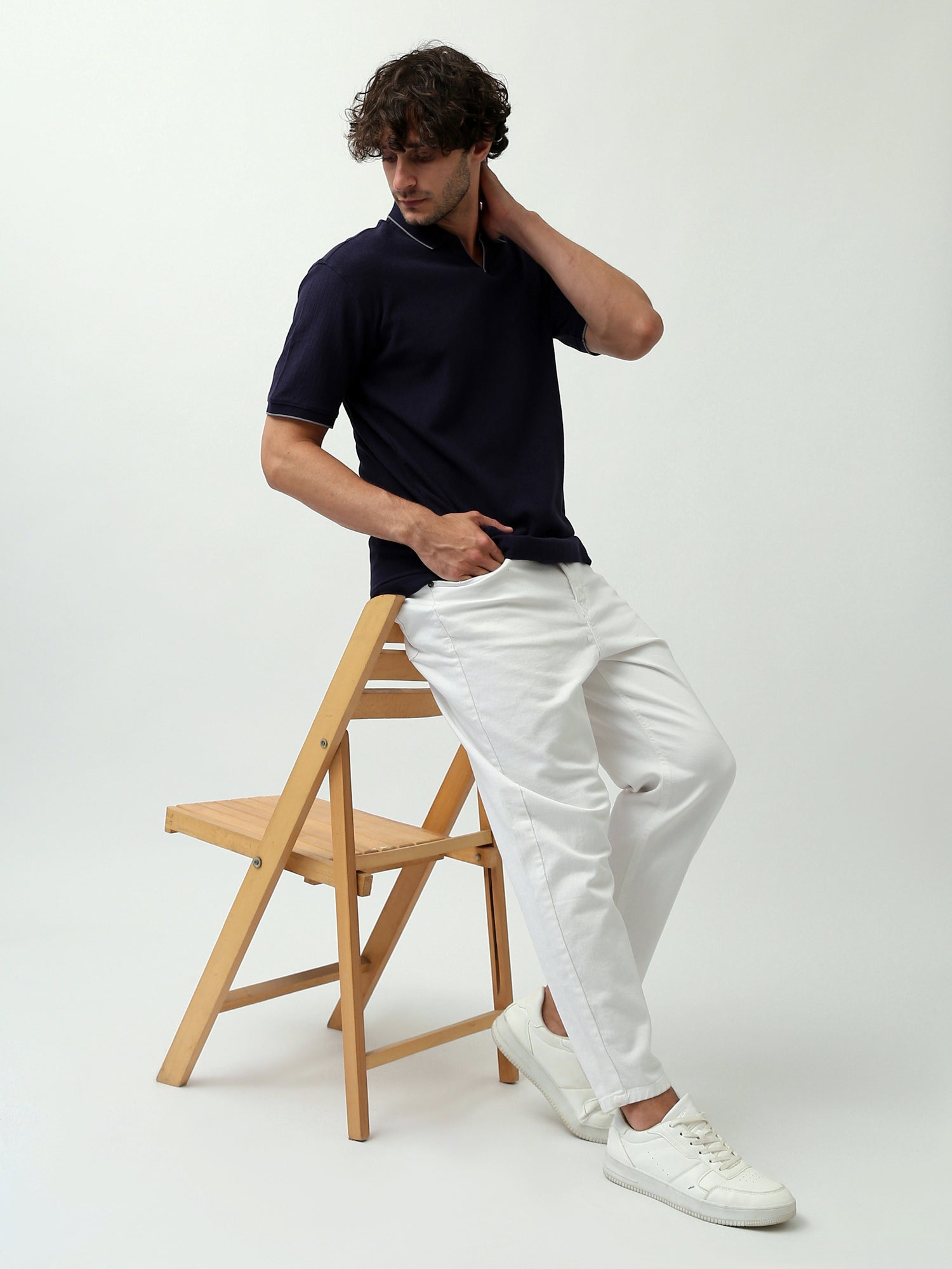 T-shirt polo pour homme bleu marine -POS24SNTR21764TM1