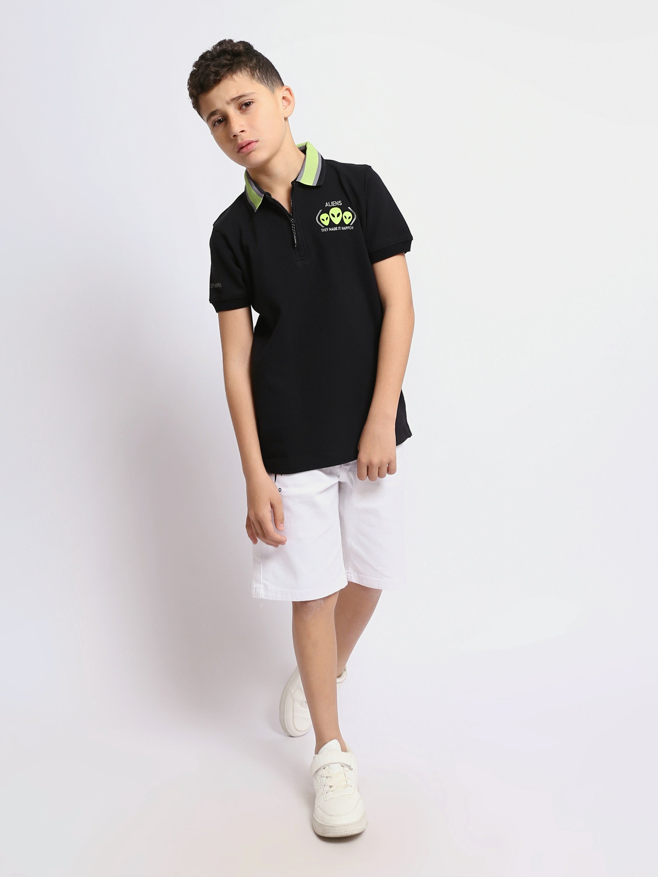 Polo enfant garçon à fermeture zippée au design moderne – POS24SNTR21766TB1