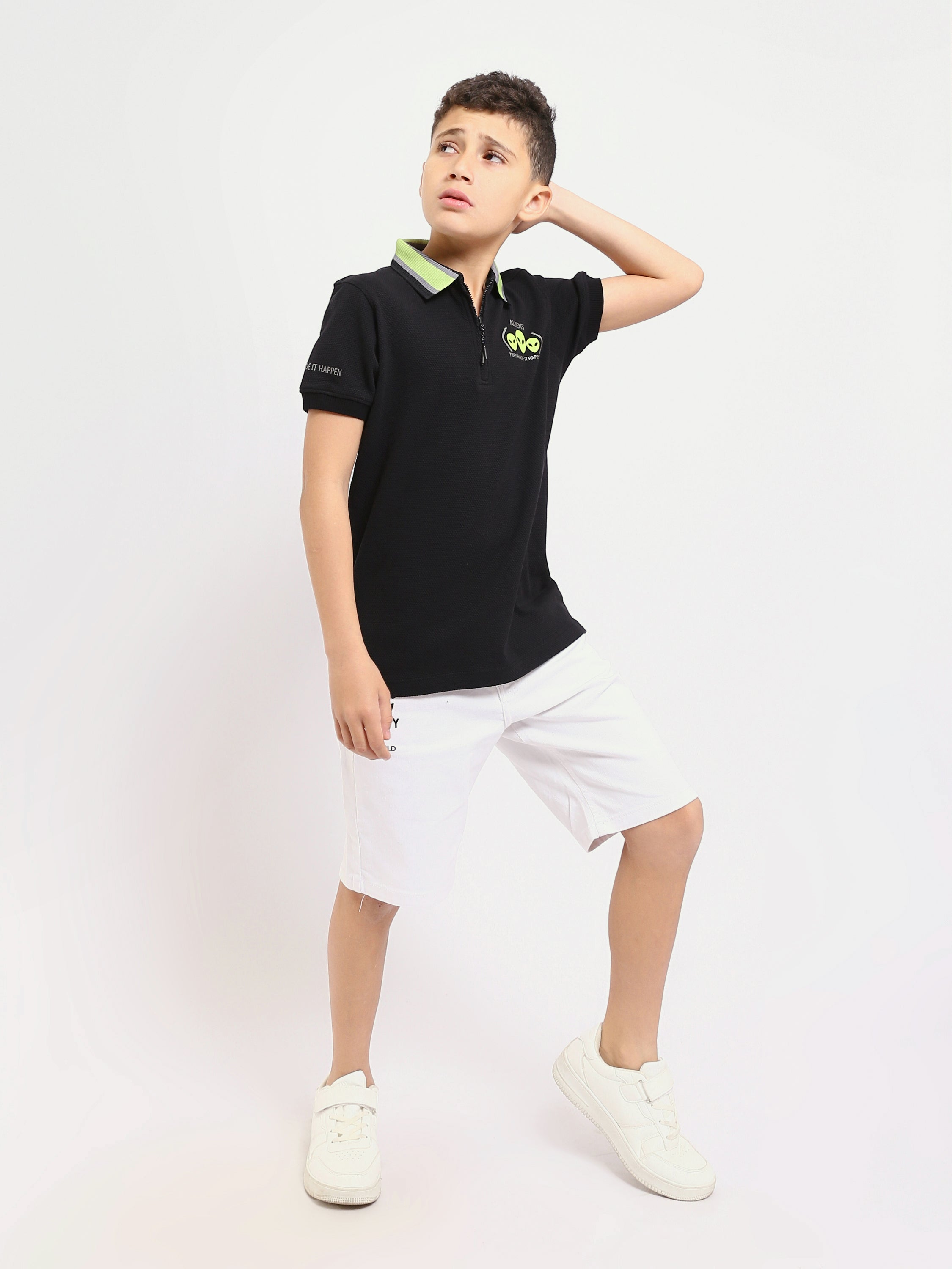 Polo enfant garçon à fermeture zippée au design moderne – POS24SNTR21766TB1