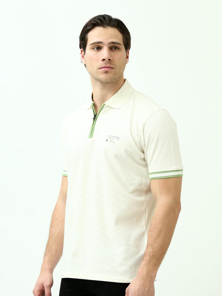 Polo Homme Regular Fit à Col Zippé Contrasté - POS24SNTR21767TM1