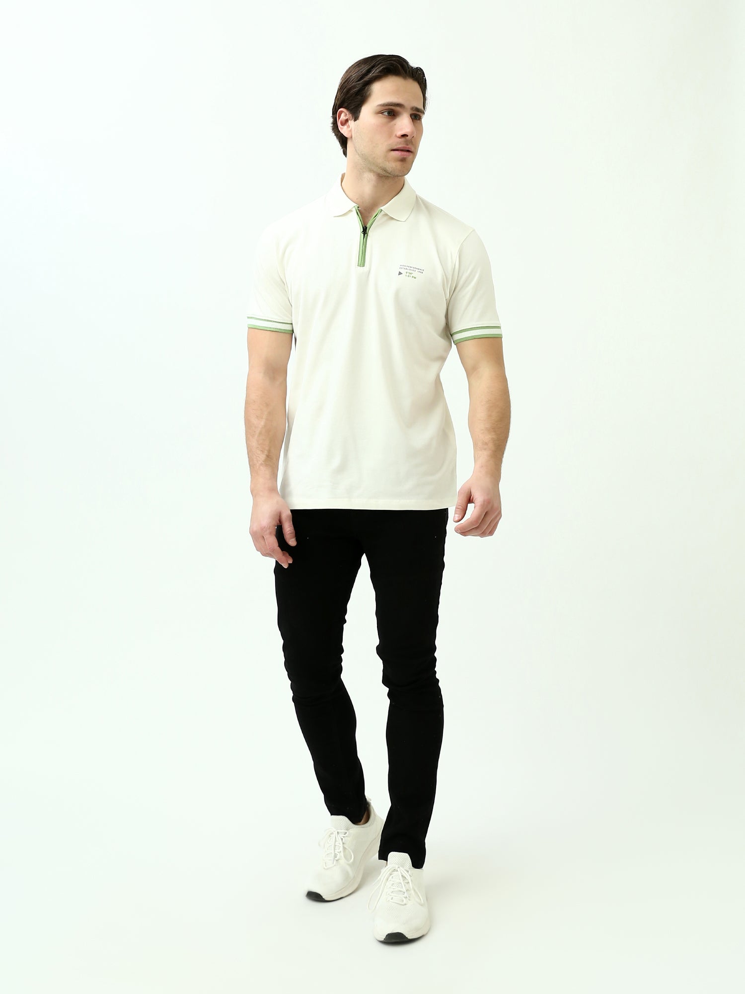 Polo Homme Regular Fit à Col Zippé Contrasté - POS24SNTR21767TM1