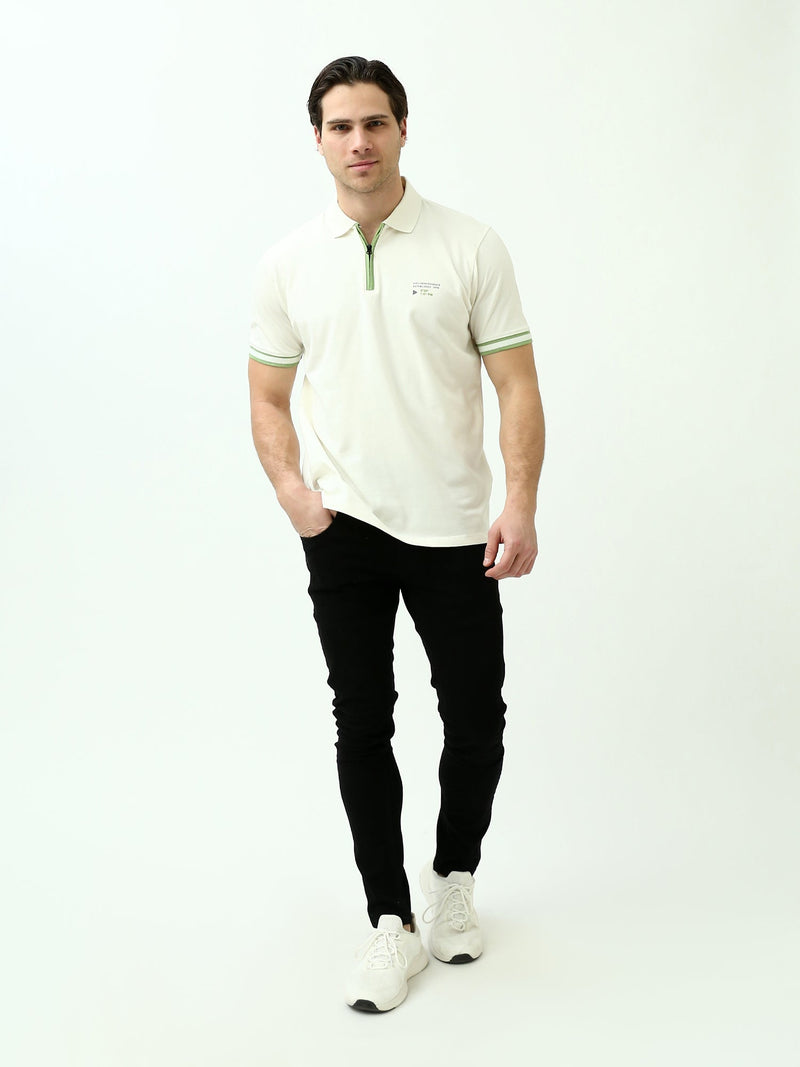 Polo Homme Regular Fit à Col Zippé Contrasté - POS24SNTR21767TM1