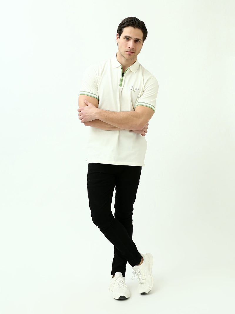Polo Homme Regular Fit à Col Zippé Contrasté - POS24SNTR21767TM1