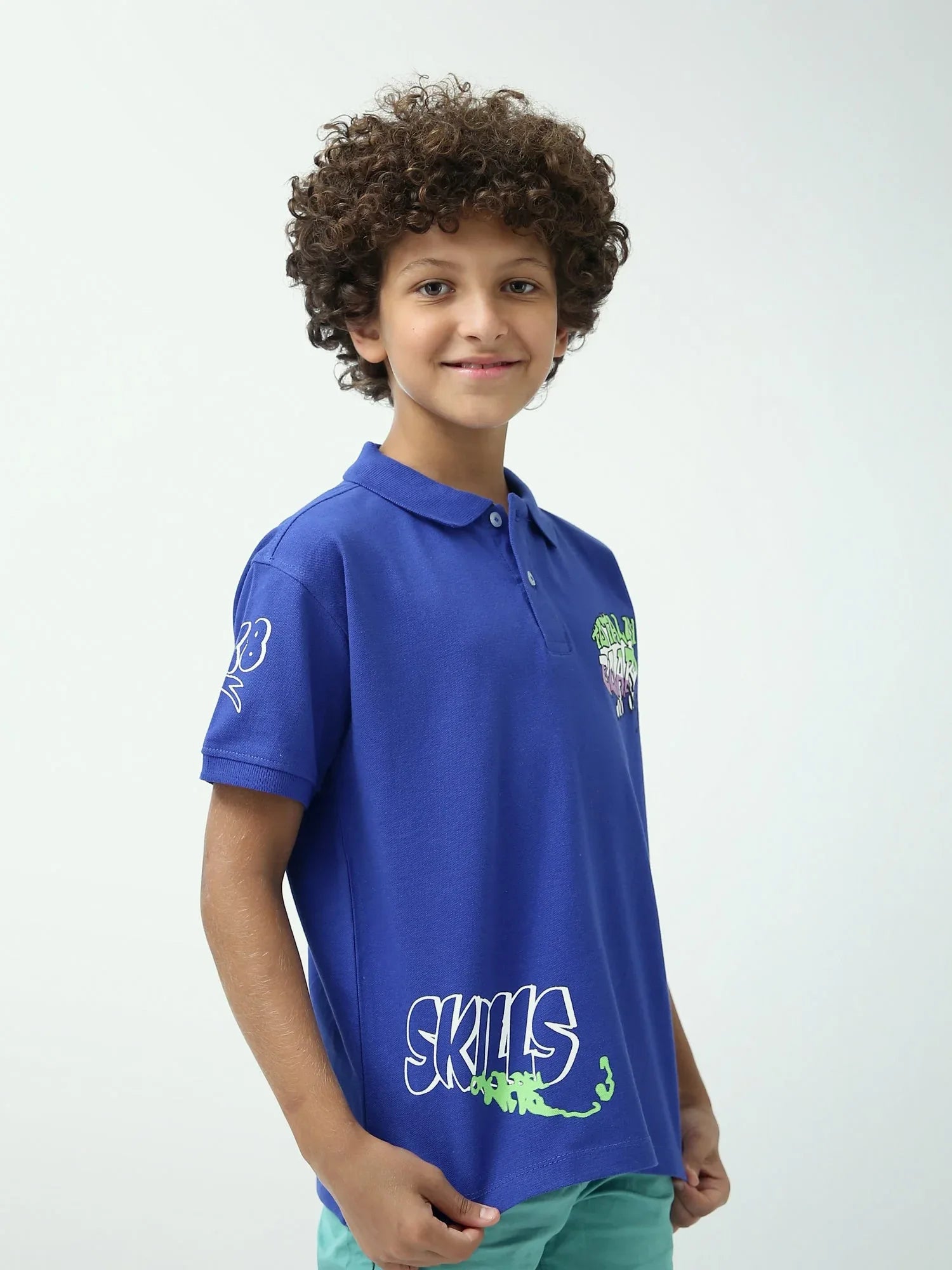 Polo ado garçon imprimé streetwear, col polo, manches courtes - POS24SPPI75392MJ1 - Justyol