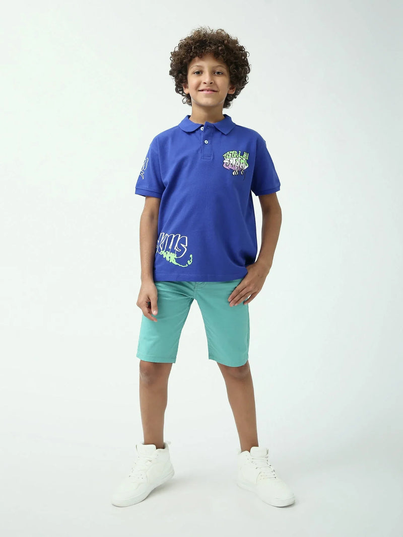 Polo ado garçon imprimé streetwear, col polo, manches courtes - POS24SPPI75392MJ1