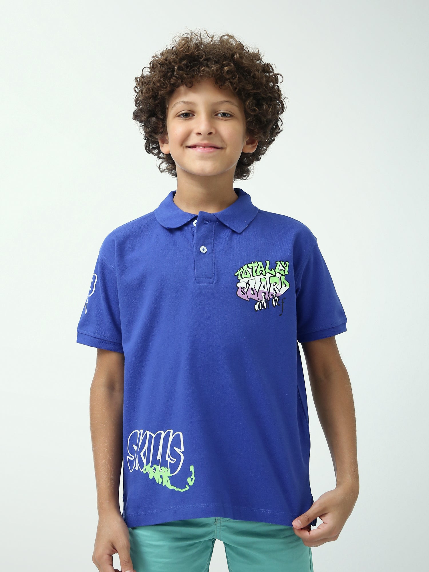 Polo ado garçon imprimé streetwear, col polo, manches courtes - POS24SPPI75392MJ1