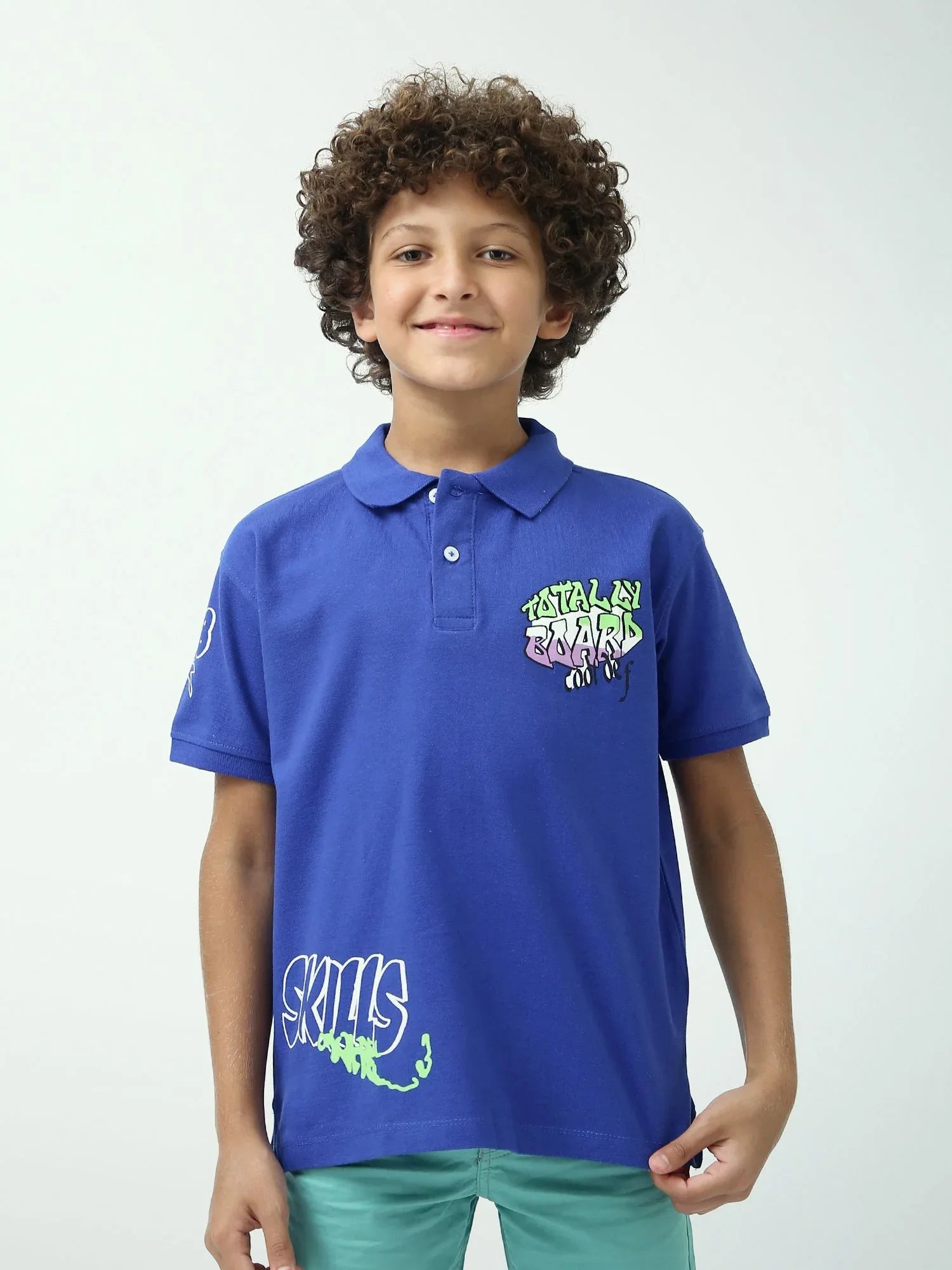 Polo ado garçon imprimé streetwear, col polo, manches courtes - POS24SPPI75392MJ1 - Justyol