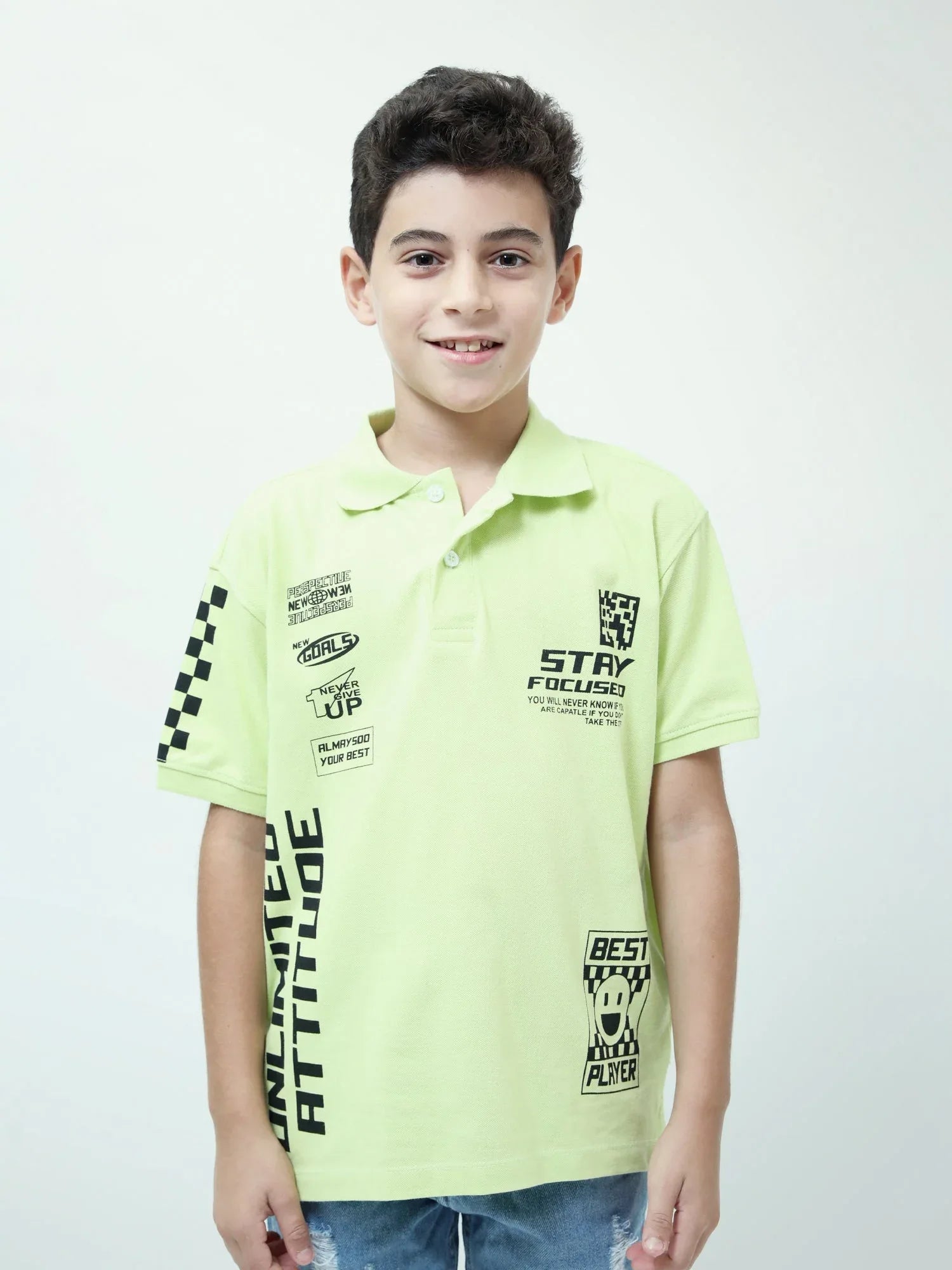 Polo garçon ado Stay Focused – style sport – manches courtes – POS24SPPI75399MJ1 - Justyol