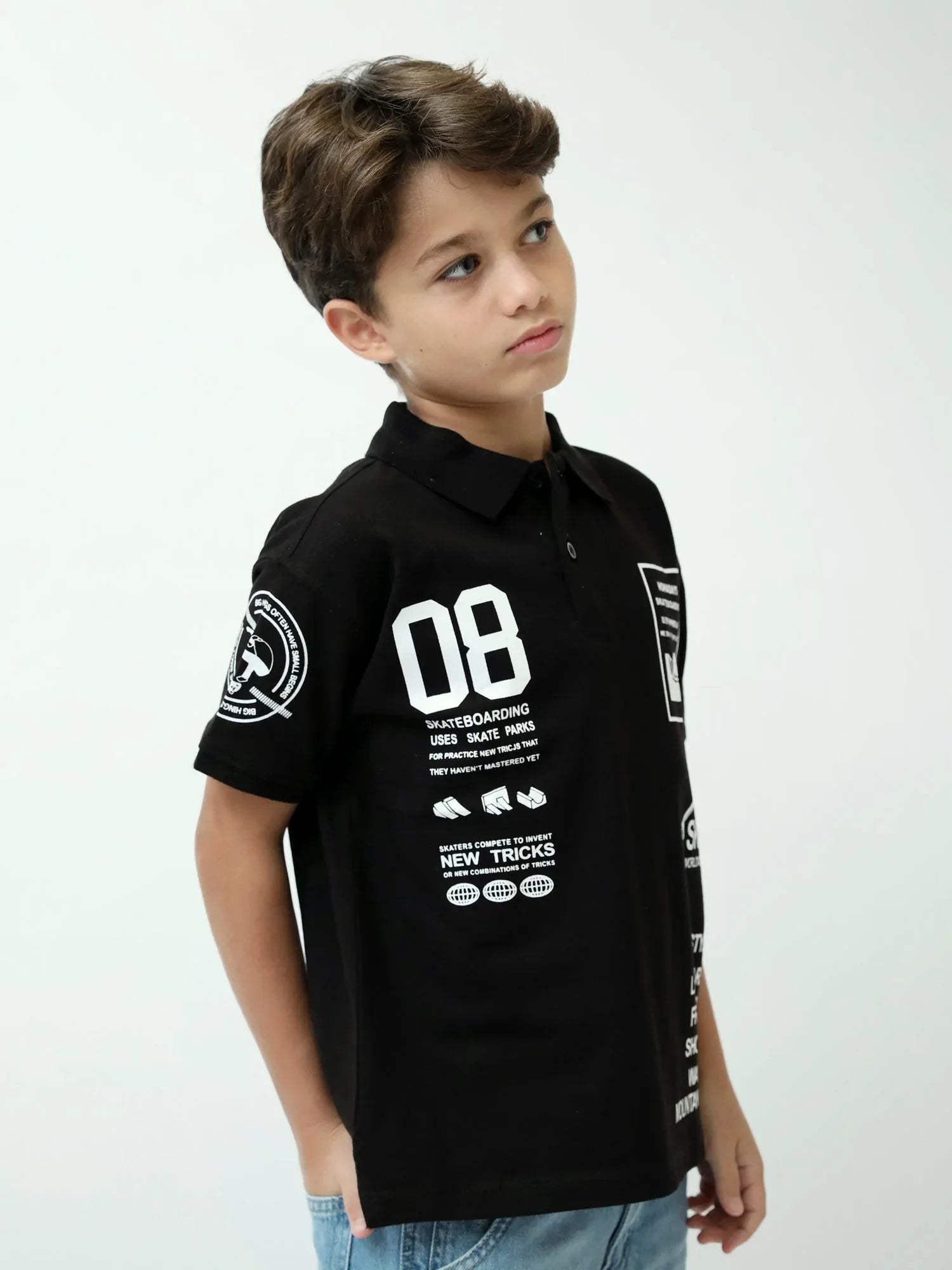 Polo garçon ado style skate 08 – manches courtes – POS24SPPI75405MJ1 - Justyol