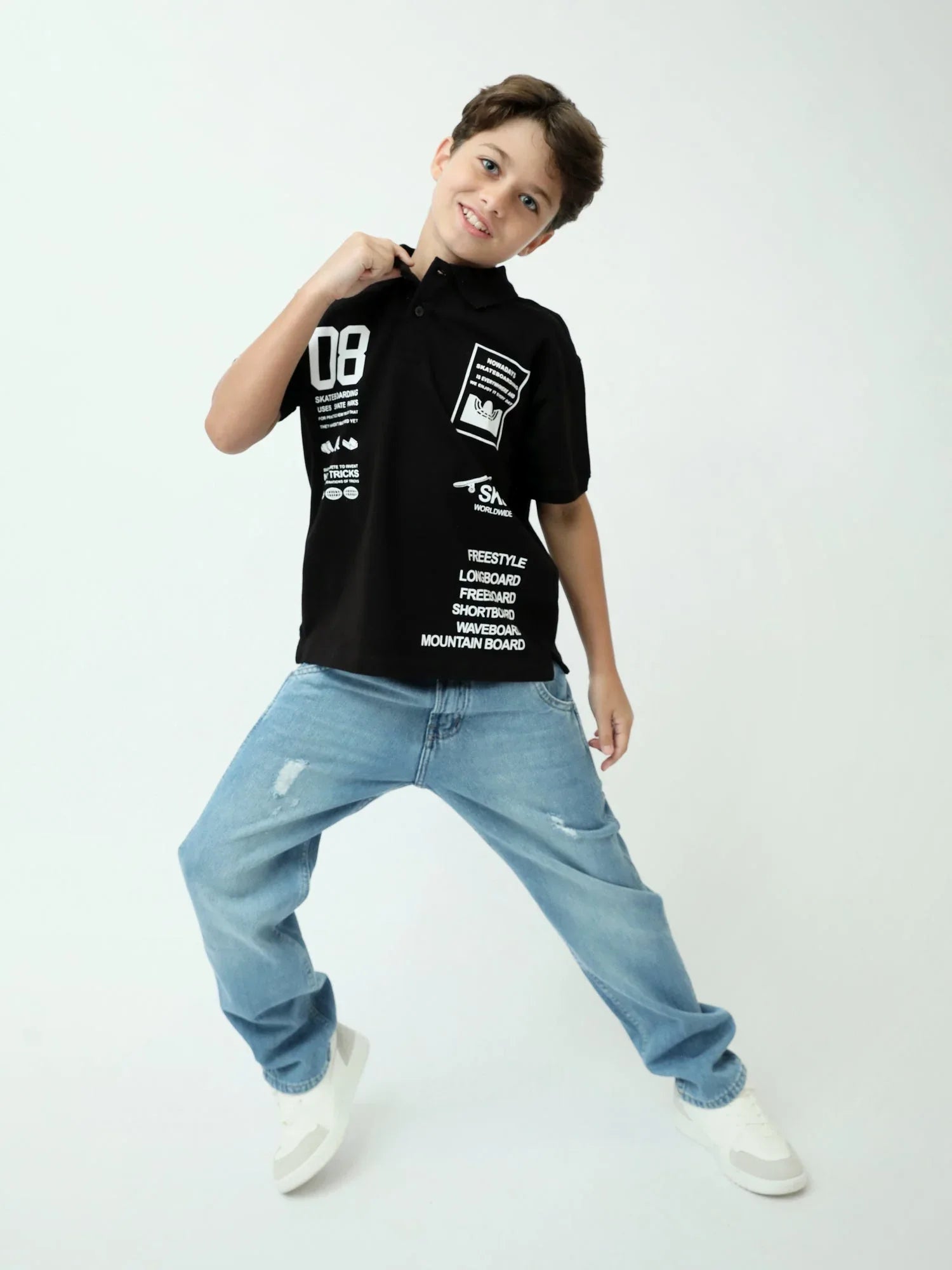 Polo garçon ado style skate 08 – manches courtes – POS24SPPI75405MJ1 - Justyol