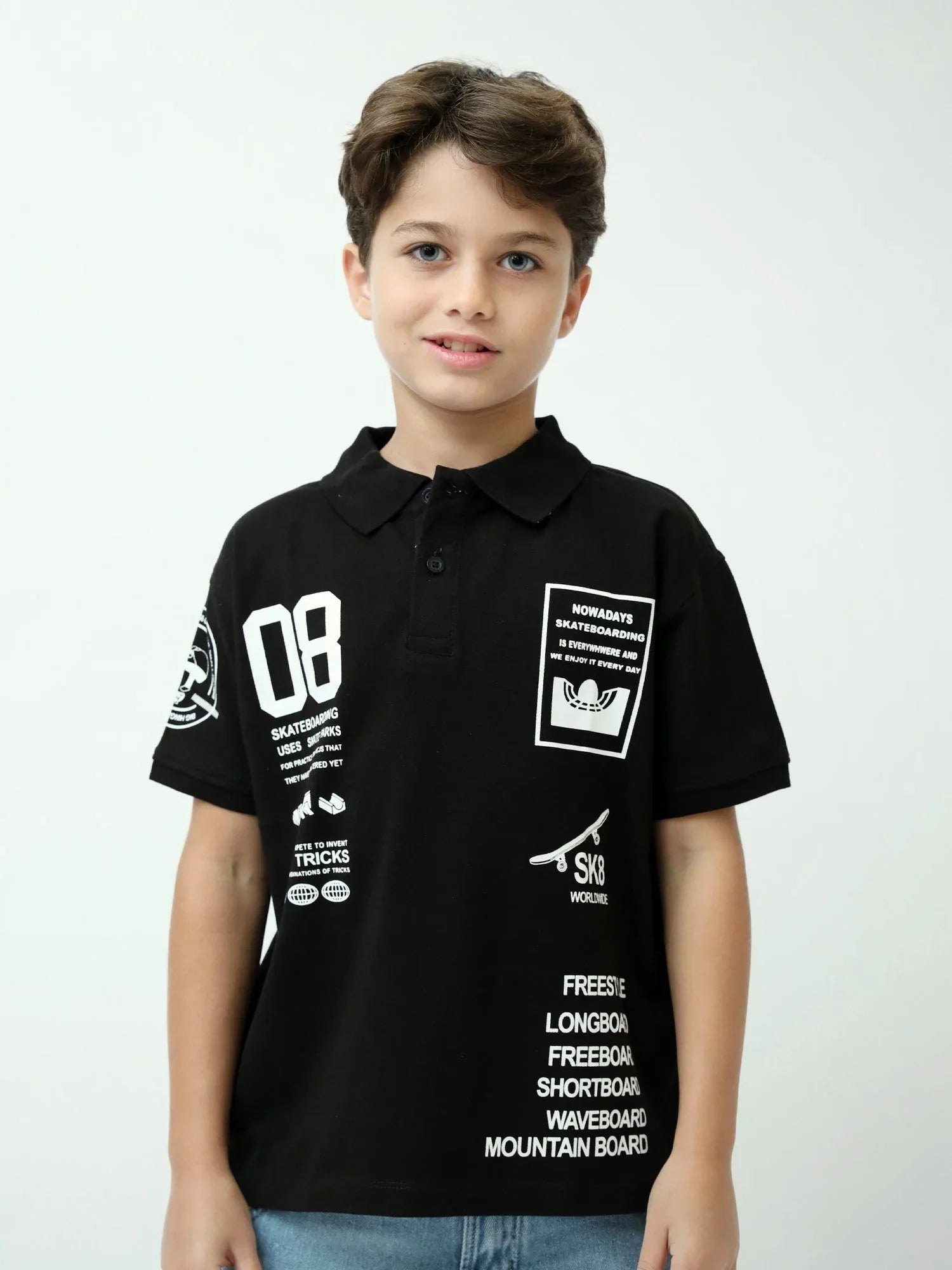 Polo garçon ado style skate 08 – manches courtes – POS24SPPI75405MJ1 - Justyol