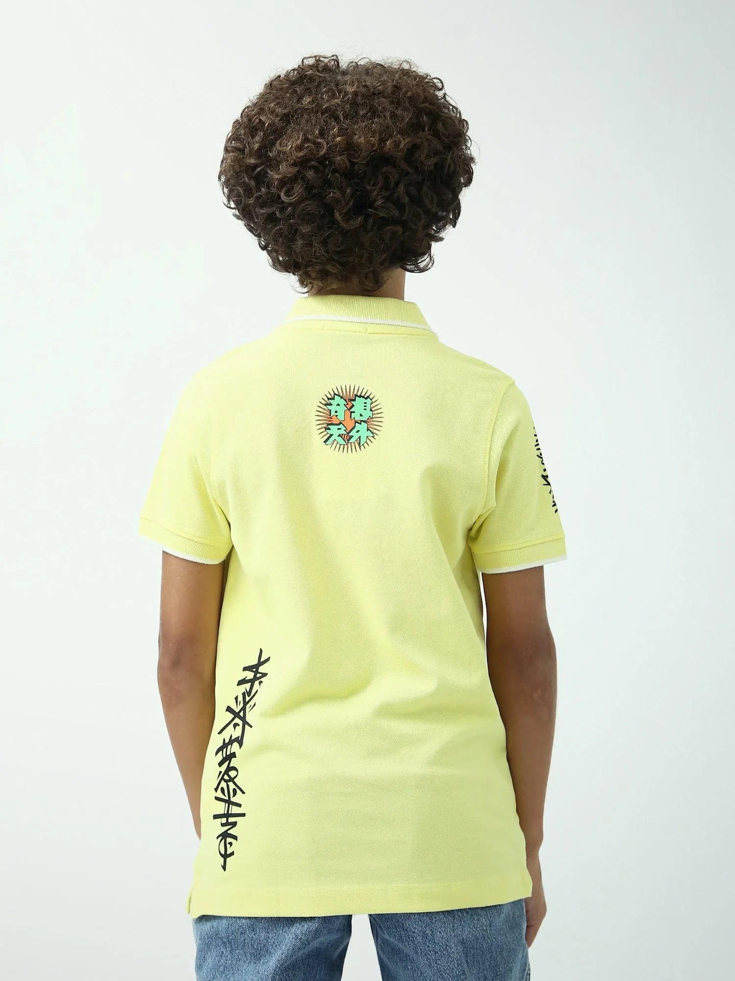 Polo ado garçon jaune avec motif poitrine – manches courtes - POS24SPPI75531MJ1 - Justyol