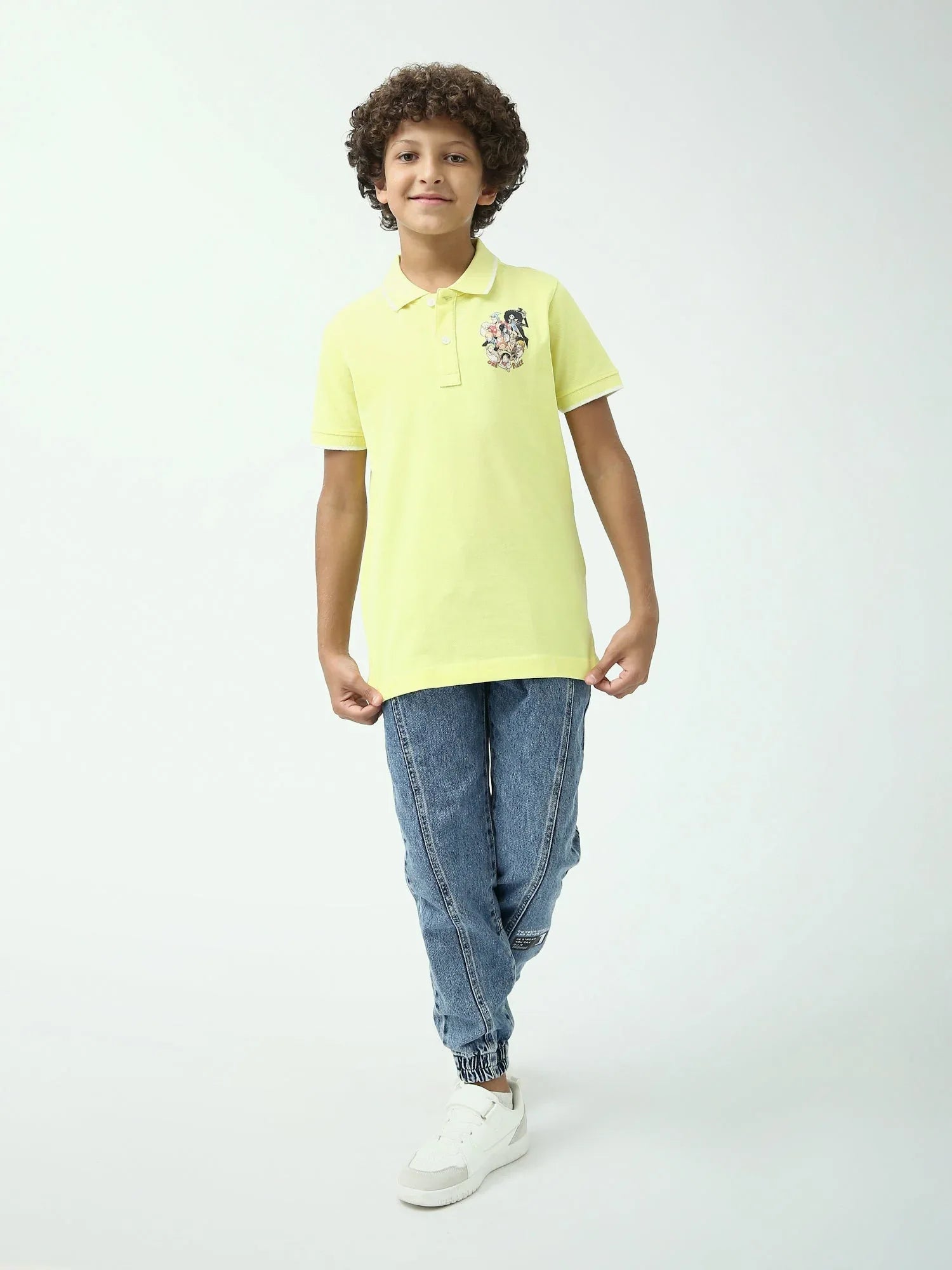 Polo ado garçon jaune avec motif poitrine – manches courtes - POS24SPPI75531MJ1 - Justyol