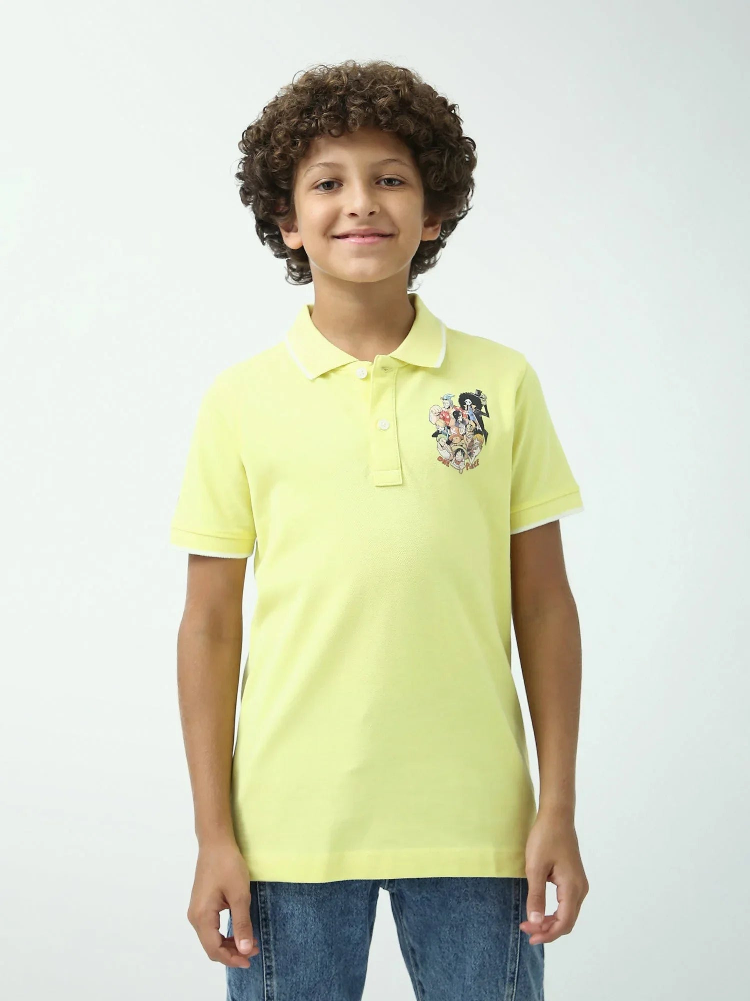 Polo ado garçon jaune avec motif poitrine – manches courtes - POS24SPPI75531MJ1 - Justyol
