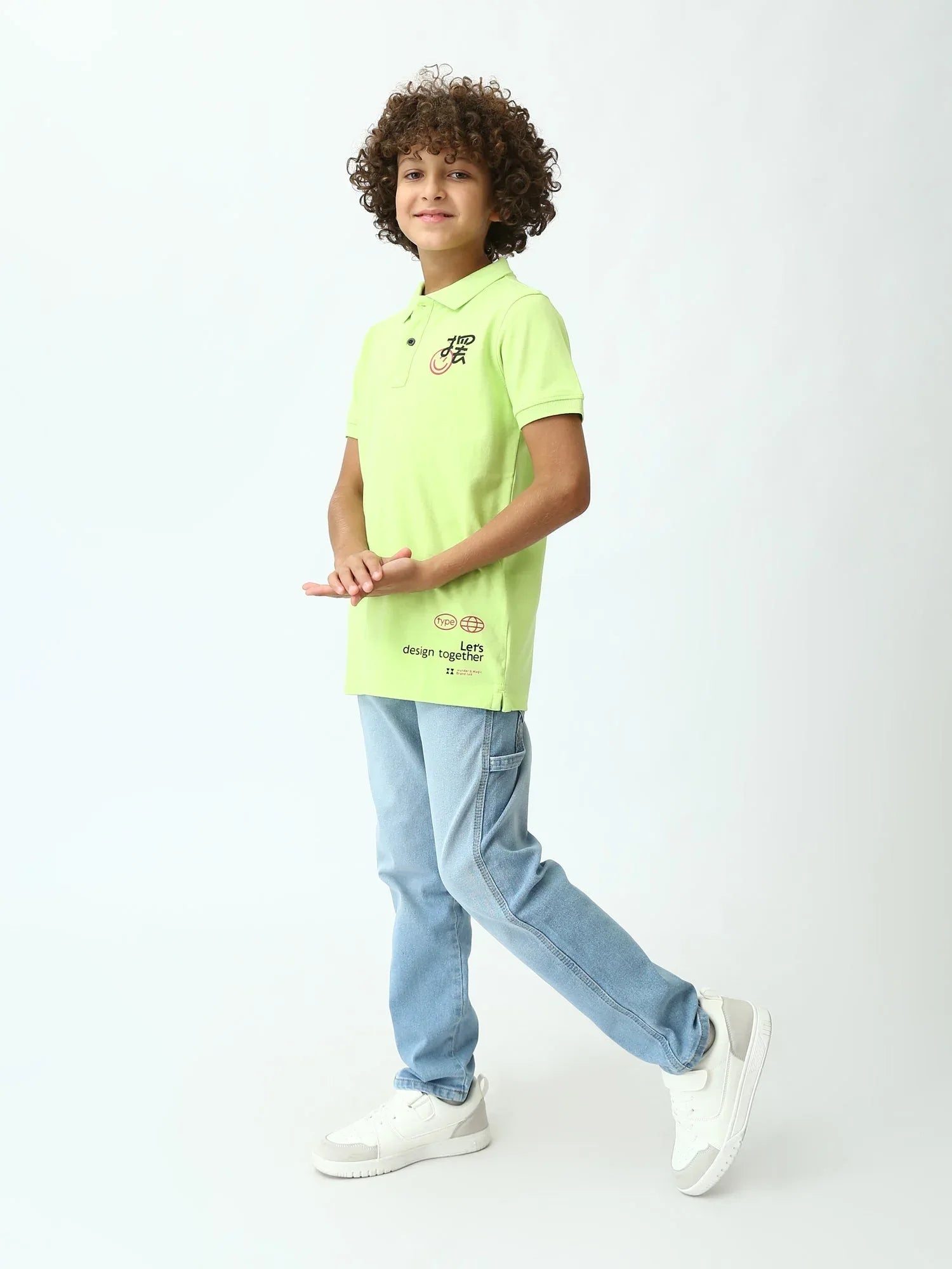 Polo ado garçon vert néon imprimé – manches courtes, style été - POS24SPPI75543MJ1 - Justyol