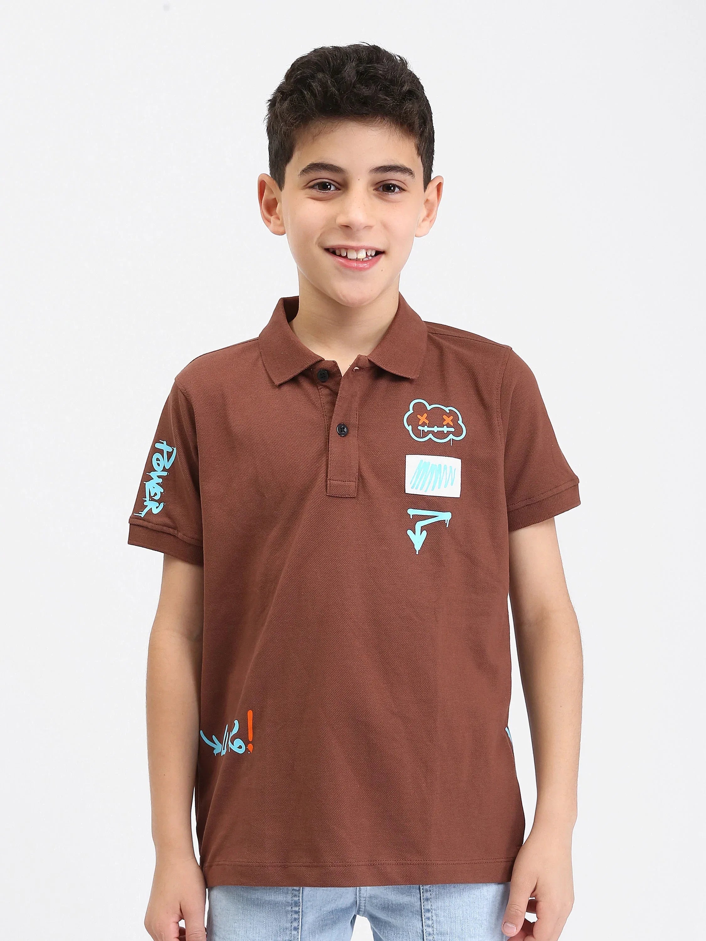 Polo ado garçon – imprimés streetwear, col boutonné - POS24SPPI75546MJ1 - Justyol
