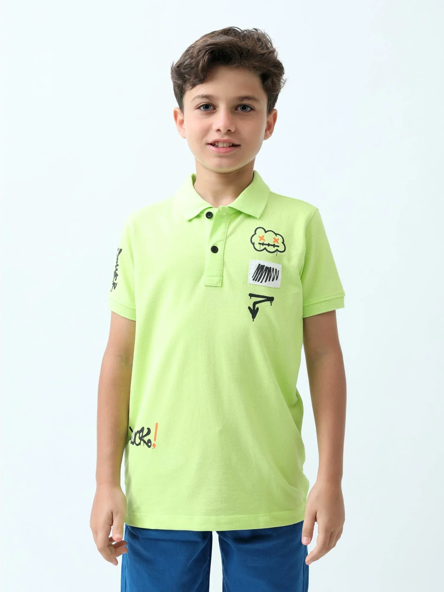 Polo ado garçon – imprimés streetwear, col boutonné - POS24SPPI75546MJ1 - Justyol