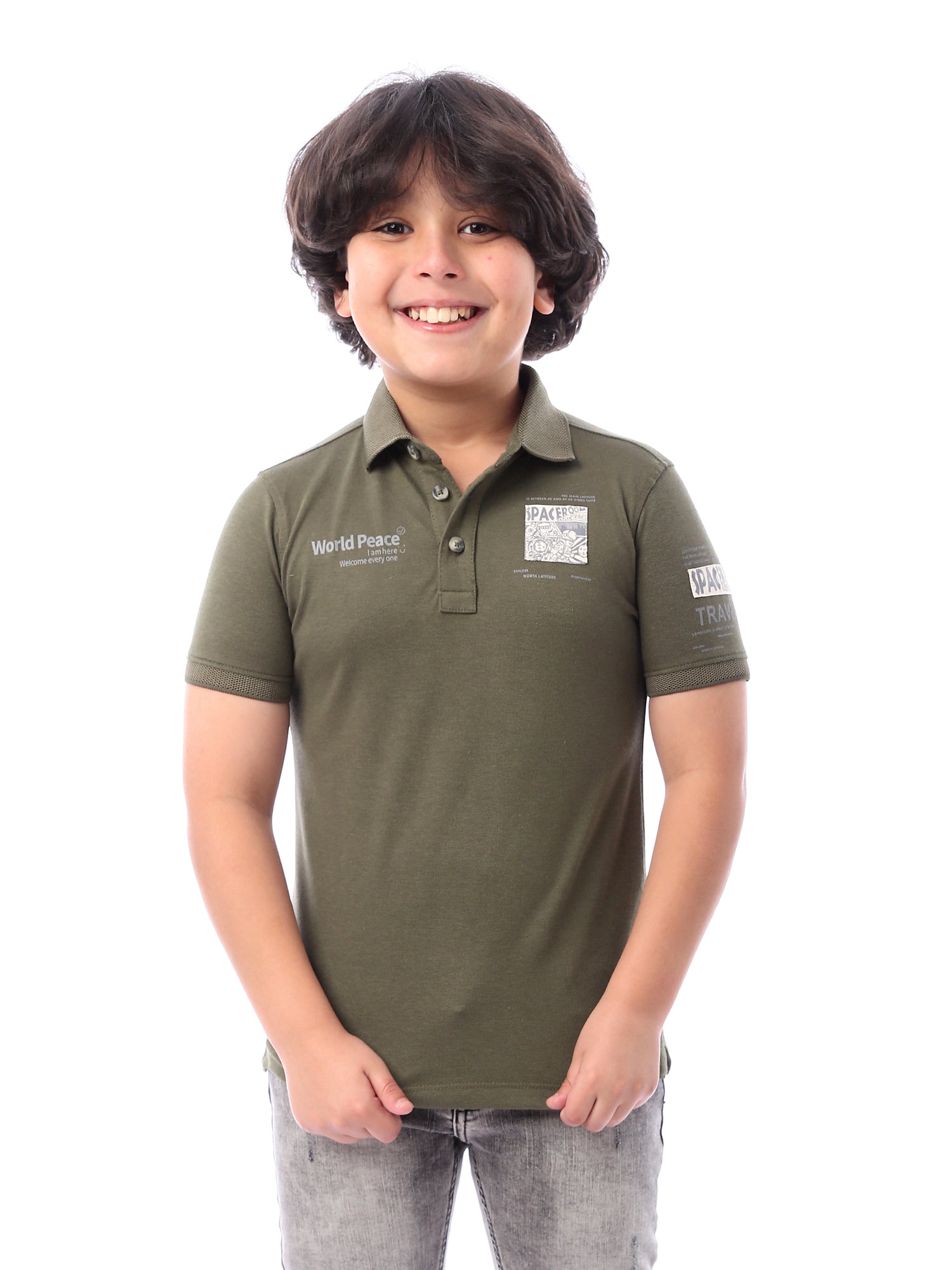 T-shirt polo garçon imprimé au design moderne et distinctif – POS24SPPR21753TB1