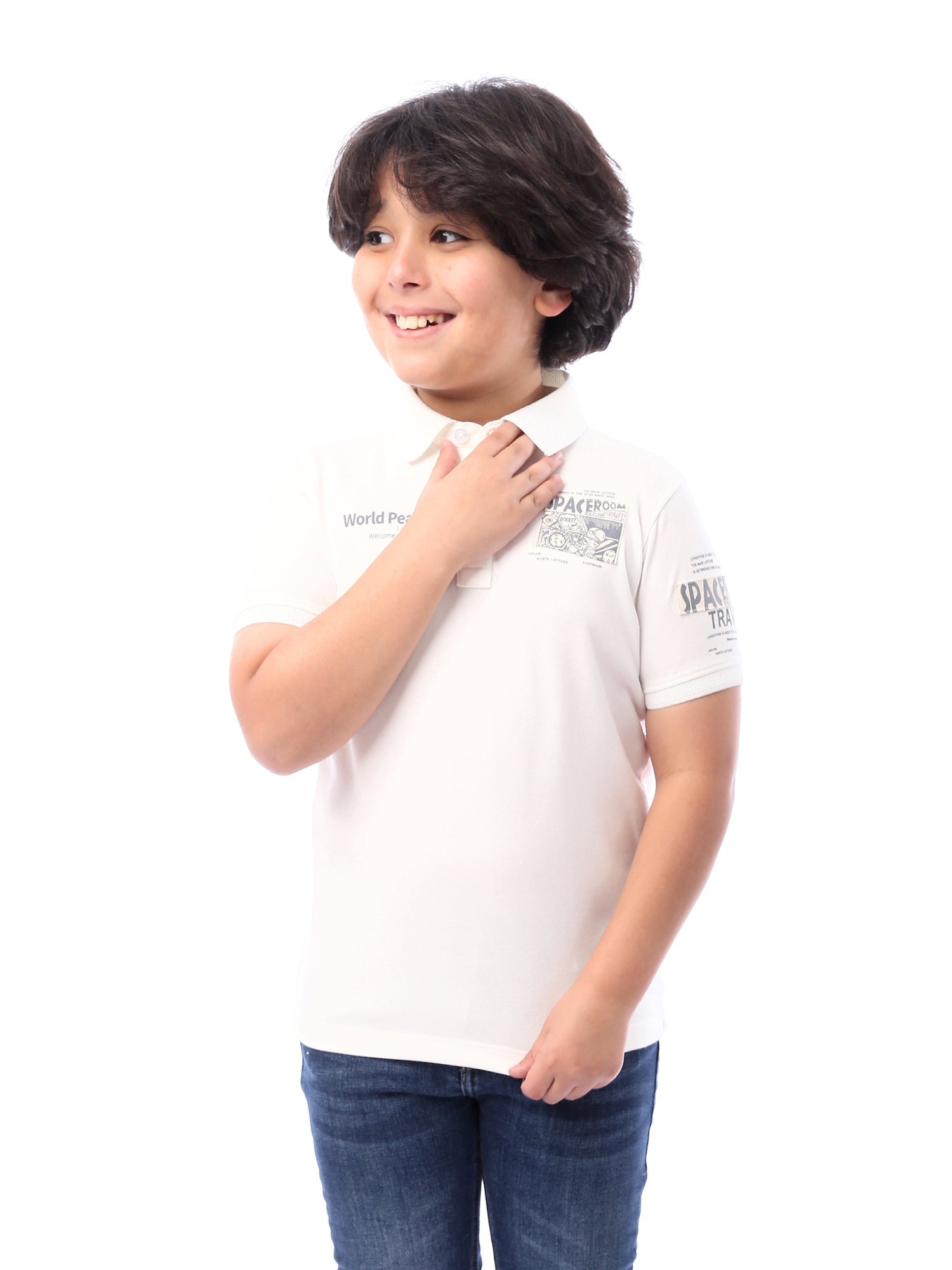 T-shirt polo garçon imprimé au design moderne et distinctif – POS24SPPR21753TB1