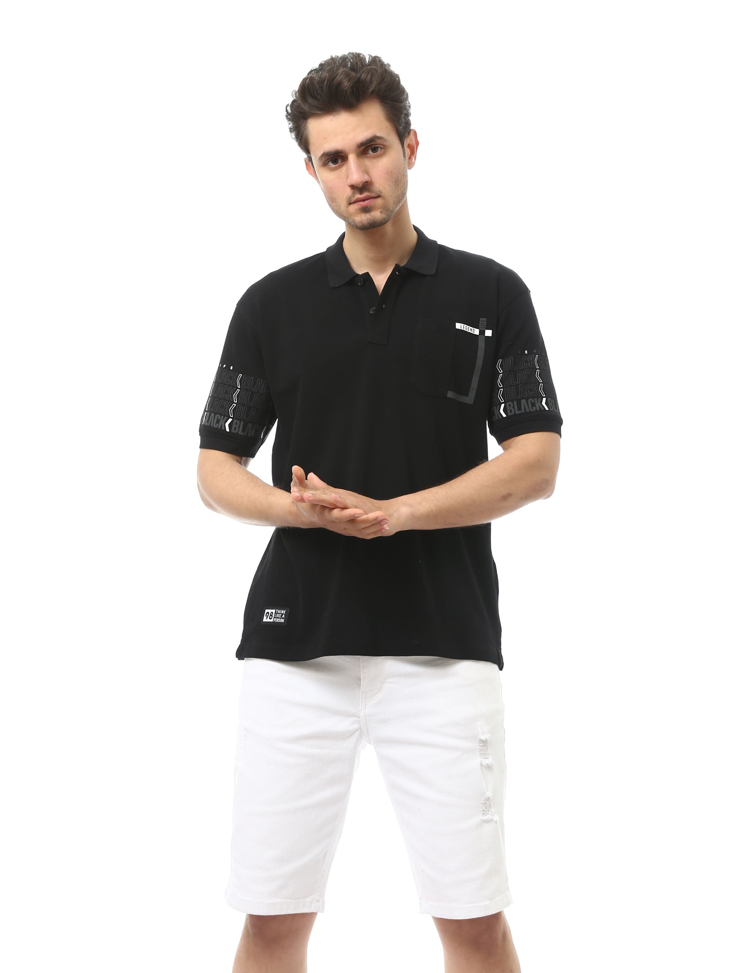 Polo Homme Moderne Noir – Design Élégant avec Détails "BLACK" et Logo "LEGEND" - POS24SPPR21757TM1
