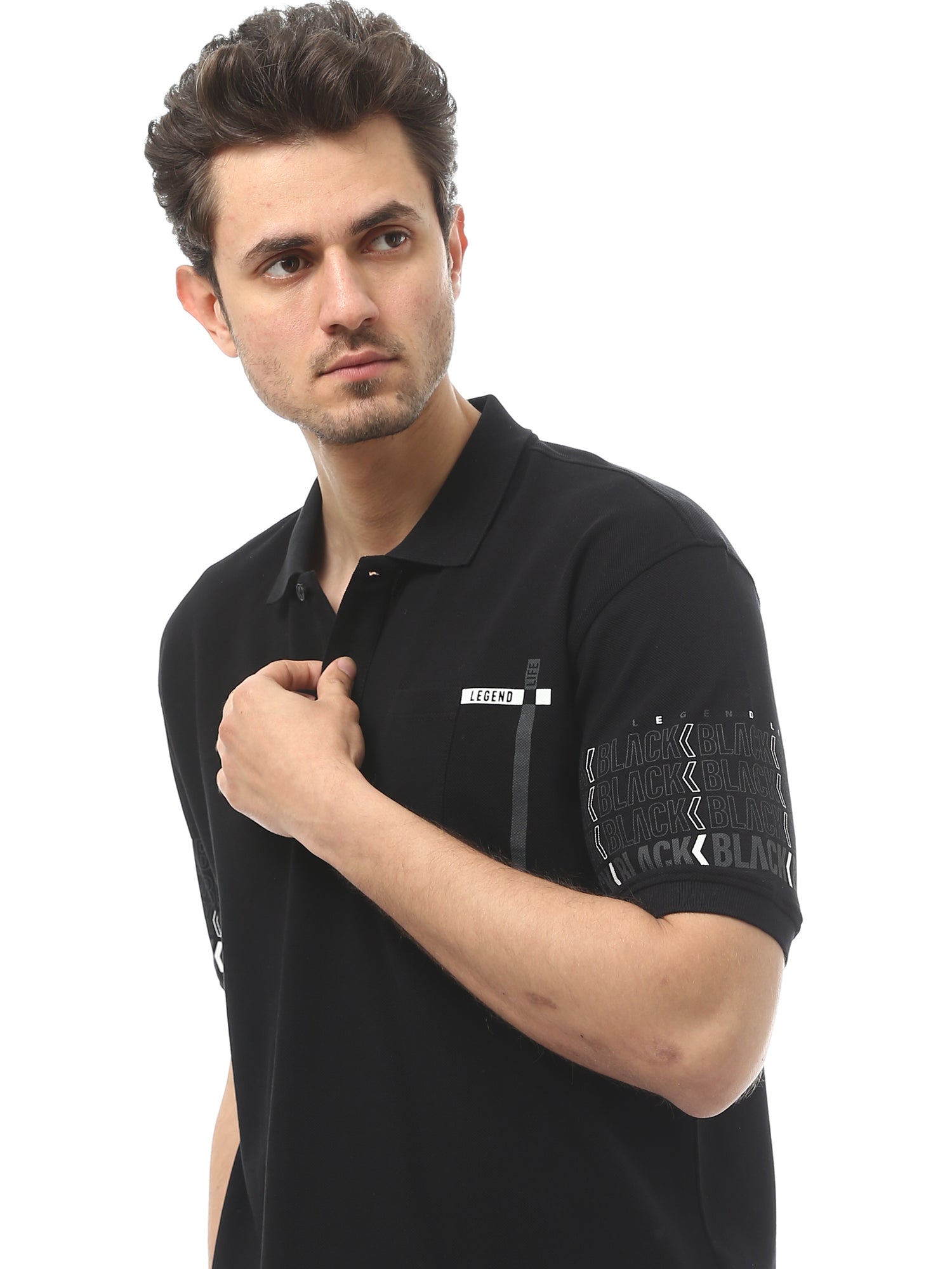 Polo Homme Moderne Noir – Design Élégant avec Détails "BLACK" et Logo "LEGEND" - POS24SPPR21757TM1