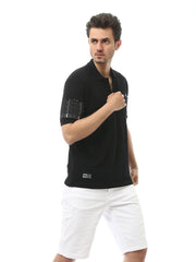 Polo Homme Moderne Noir – Design Élégant avec Détails "BLACK" et Logo "LEGEND" - POS24SPPR21757TM1