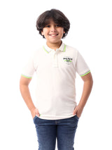 T-shirt polo pour garçon blanc avec des détails distinctifs - POS24SPPR21841TB1