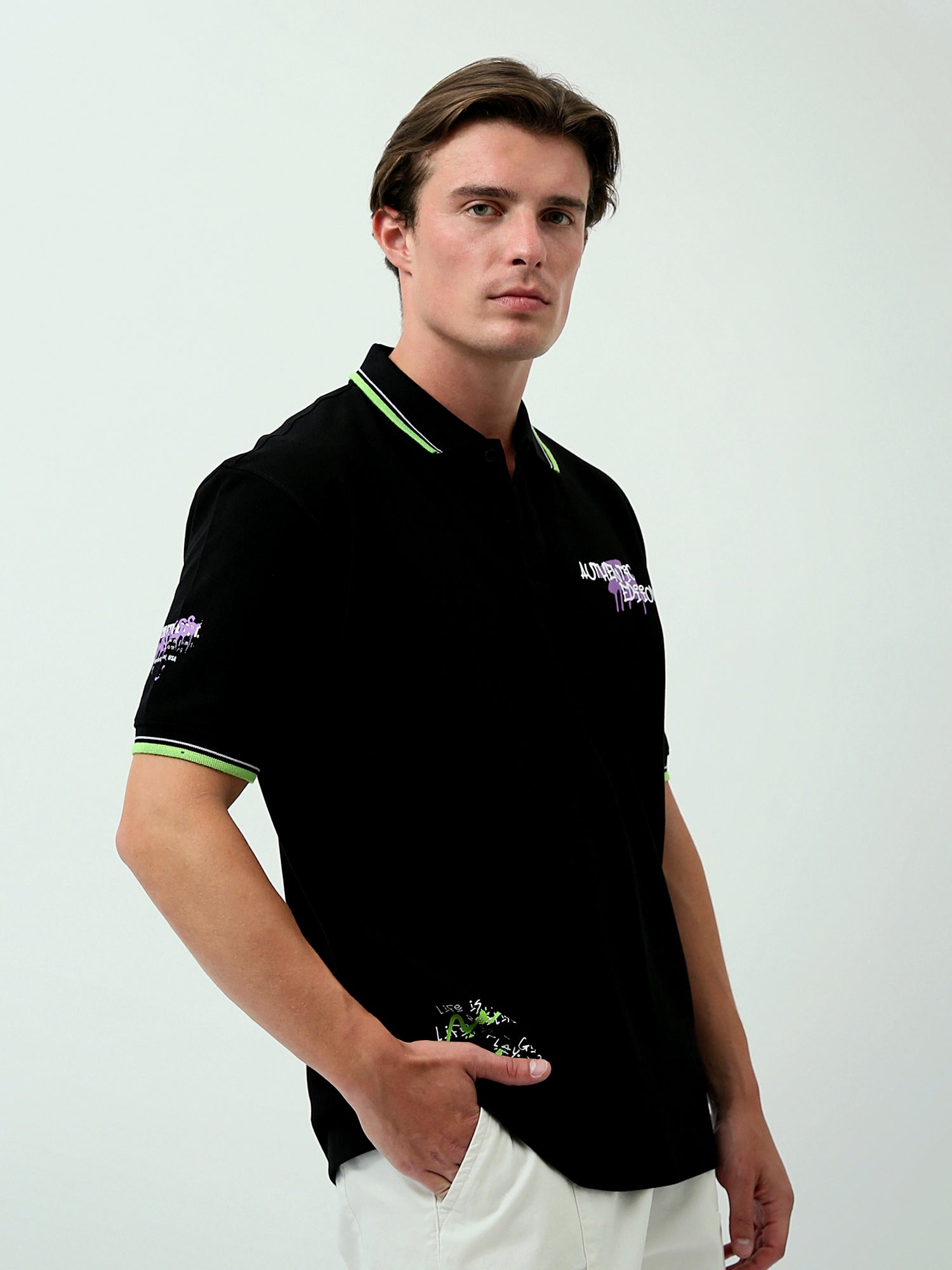 Polo pour homme à manches courtes - Design moderne avec impression et logo - POS24SPPR21844TM1