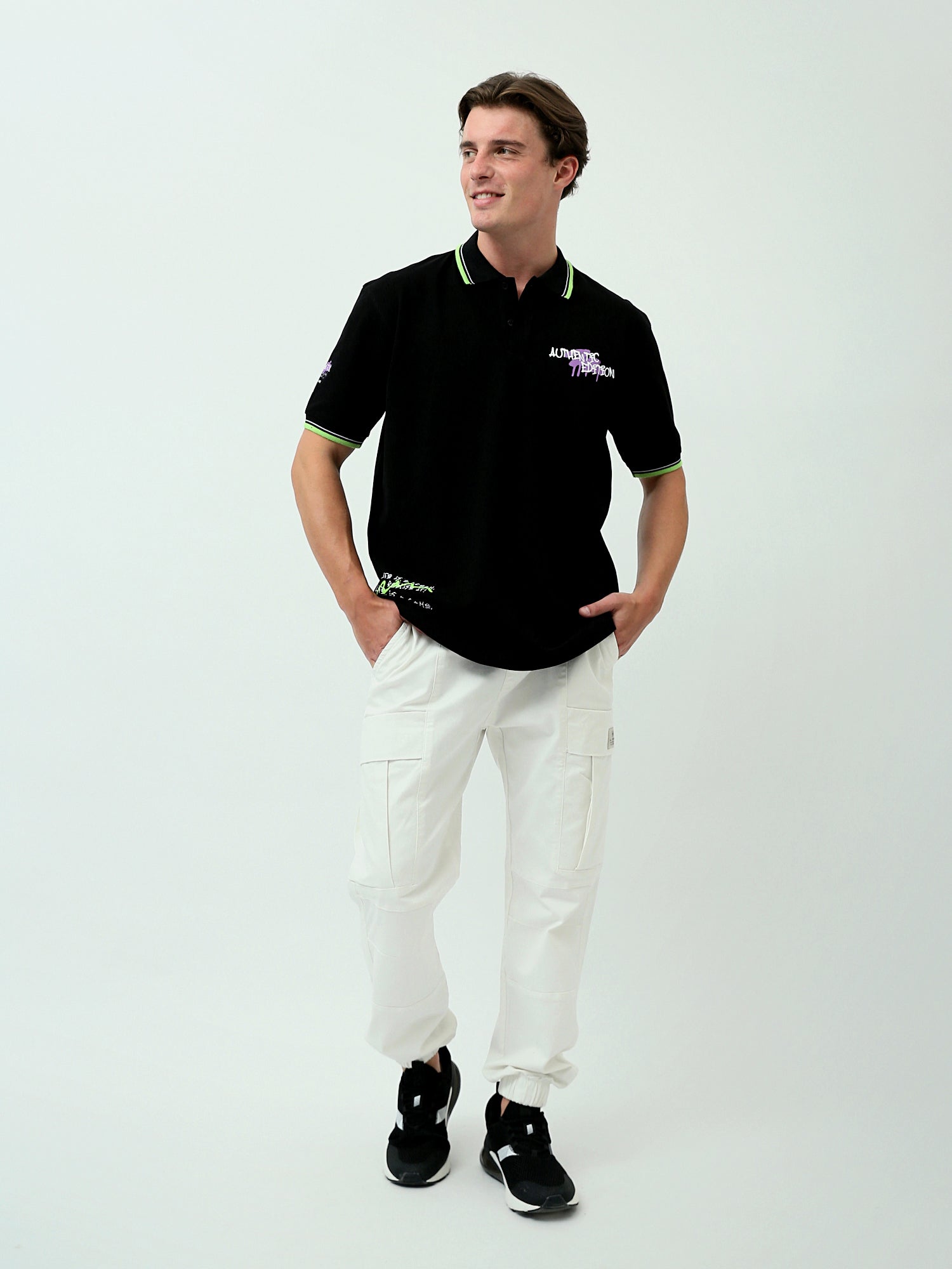 Polo pour homme à manches courtes - Design moderne avec impression et logo - POS24SPPR21844TM1