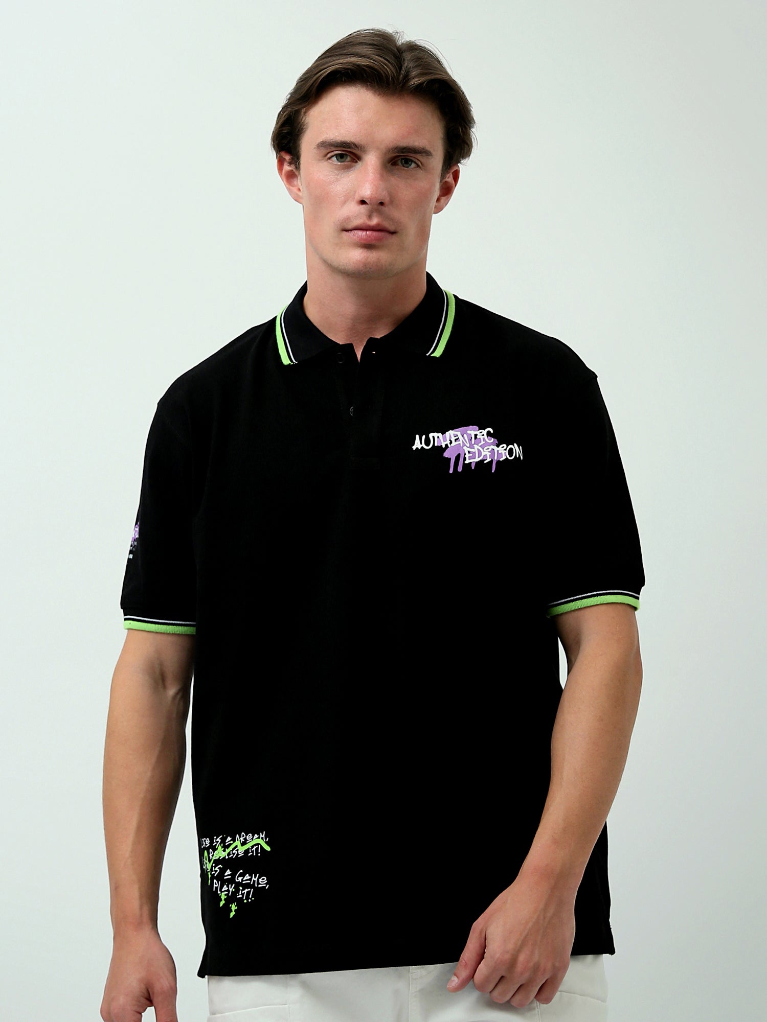 Polo pour homme à manches courtes - Design moderne avec impression et logo - POS24SPPR21844TM1