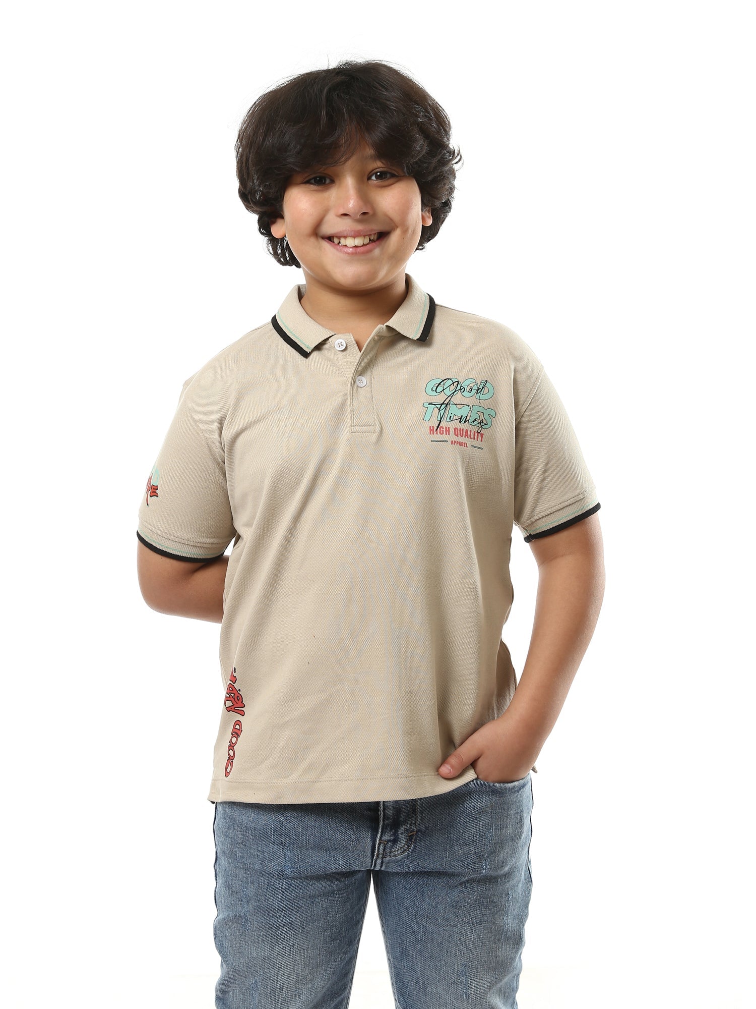 T-shirt polo garçon imprimé au design jeune et moderne – POS24SPPR21845TB1