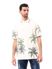 Chemise polo pour homme d'été au design moderne, avec impression de palmier - POS24SPPR21900TM1